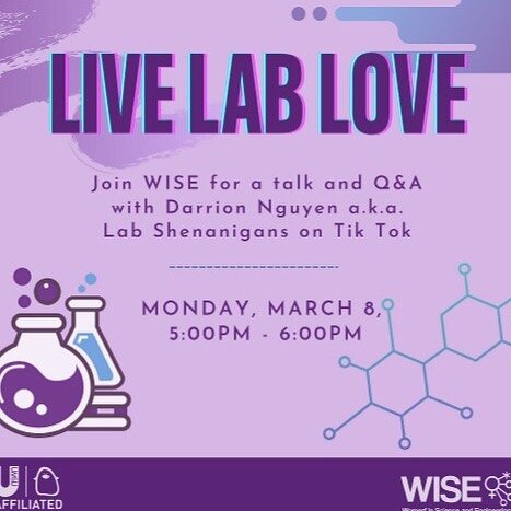 📣New Friday, new event! This Sunday @10pm (PDT) attend the University of Melbourne&rsquo;s Women in Science and Engineering (WiSE) club for a talk and Q&amp;A with Darrion Nguyen, the creator of @lab_shenanigans!

Find all the details on our event p