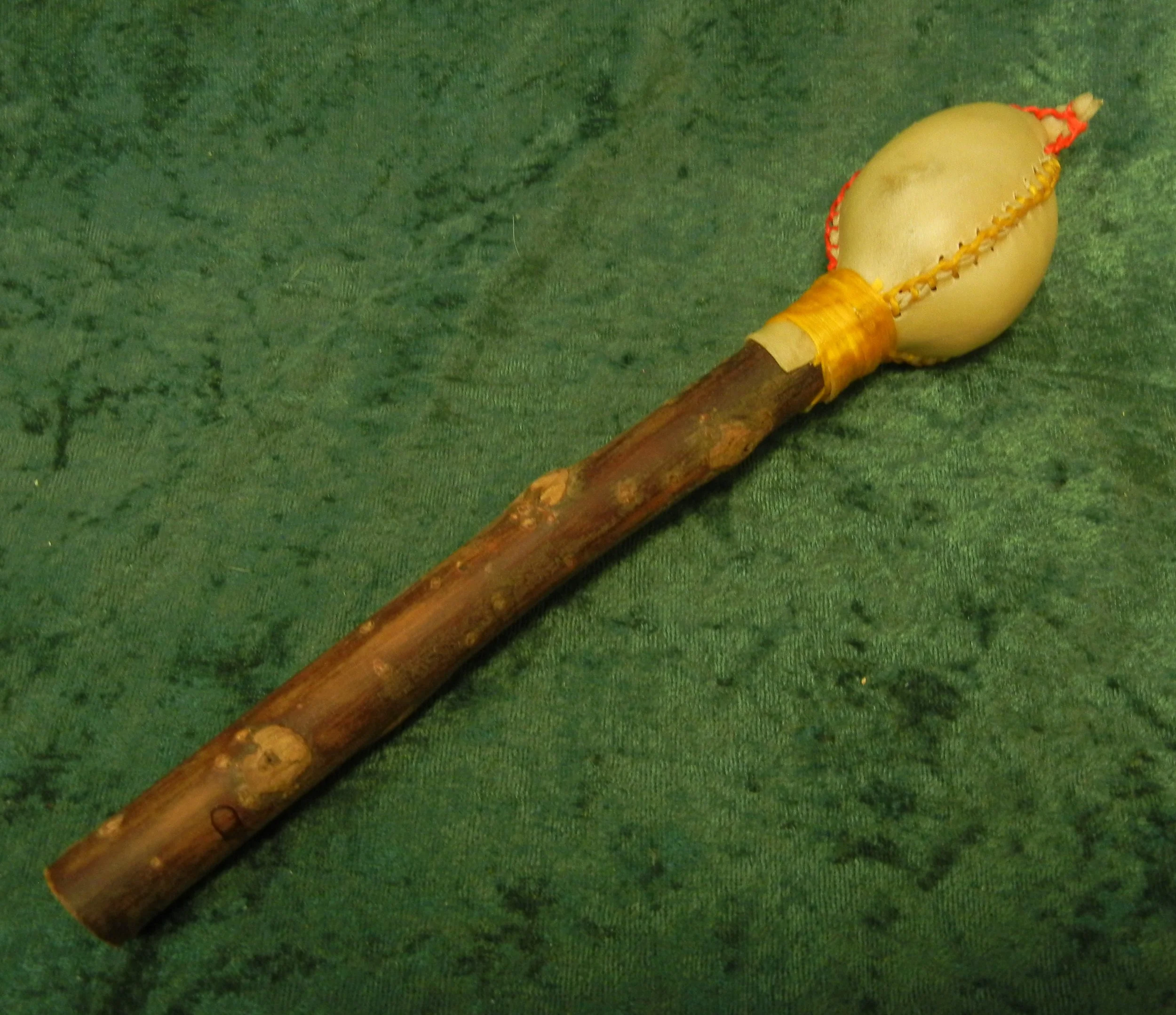 Small Flame Rawhide Rattle or Matched Pair Twin Flame Rattle, Plain or Fancy