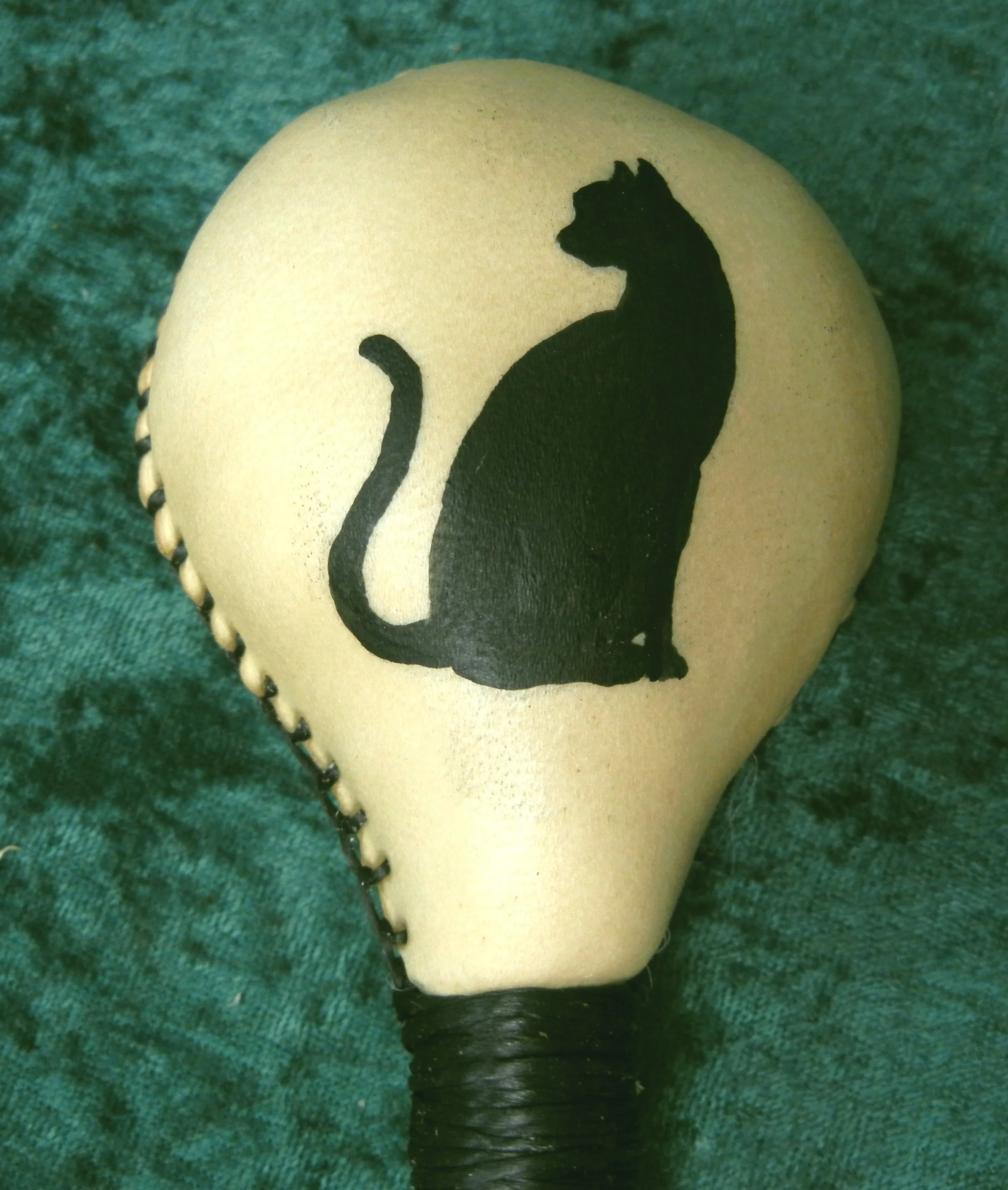 Cat Animal Totem Large or Medium Round Rawhide Rattle, shamanic rattle, ritual ceremonial rattle, sound healing, meditation, pagan