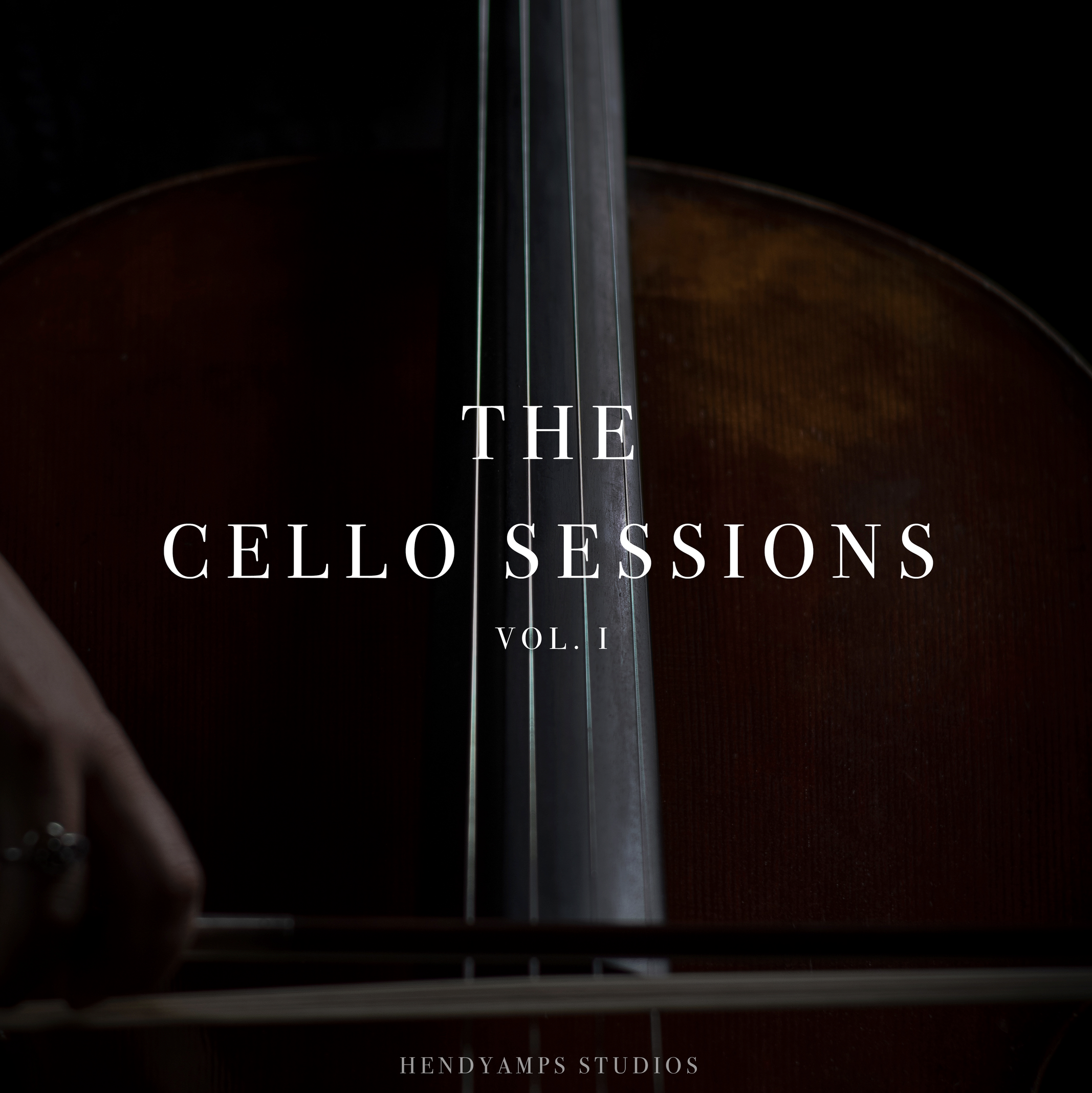 Close-up of a cello with the text 'The Cellosessions Vol. 1' overlaid on the image.