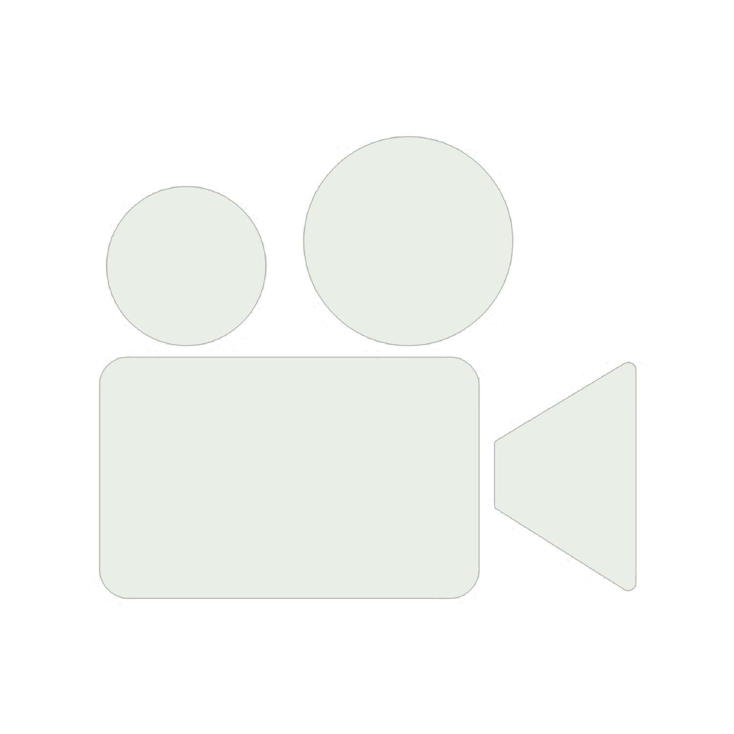Icon of a vintage film camera with two circular reels and a projecting lens on a black background.