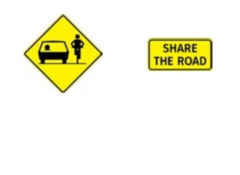Share the Road with Bikes and Pedestrians Sign