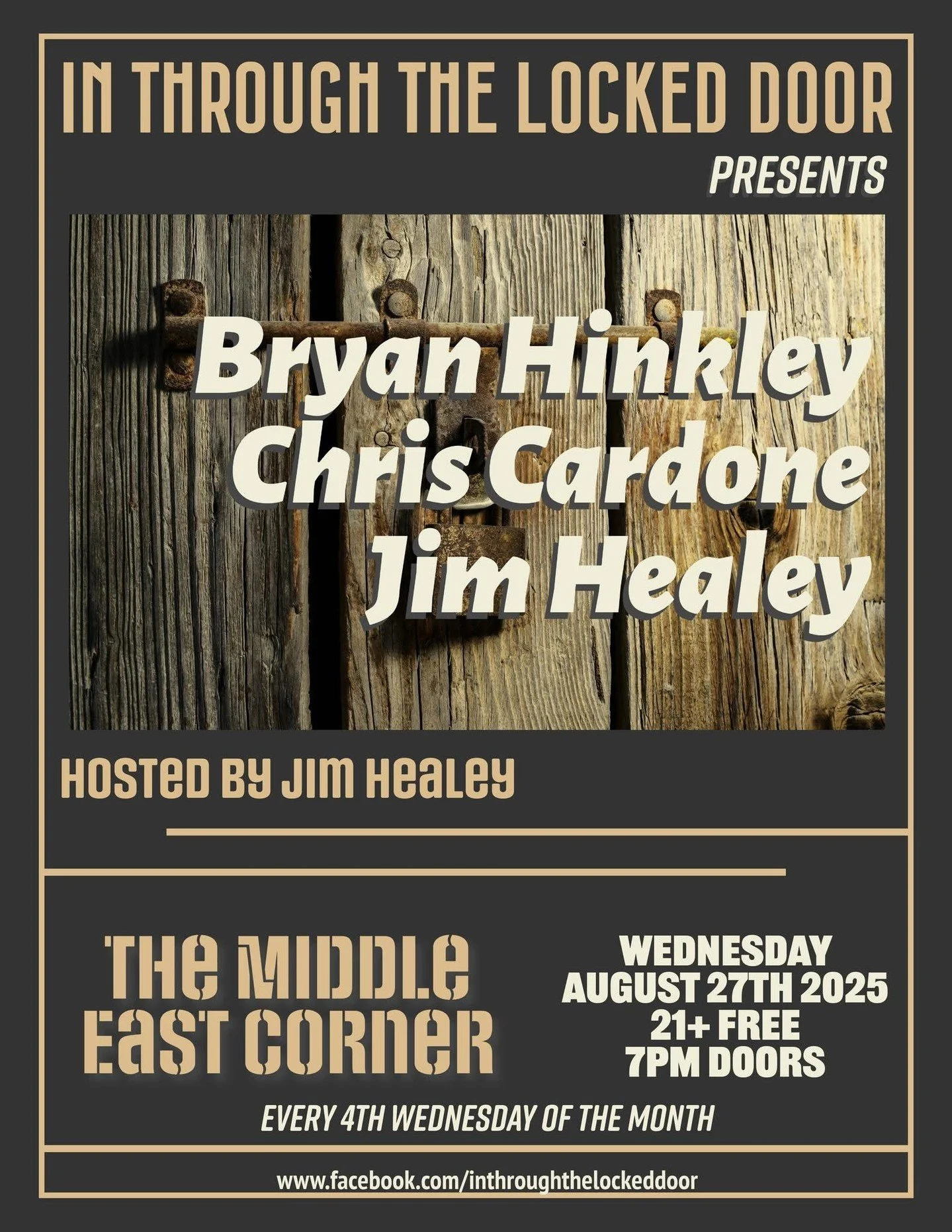 Playing an acoustic set at the Middle East in Cambridge MA this Wednesday. 
@jimzero and @_barebright_ 
7PM - 10PM