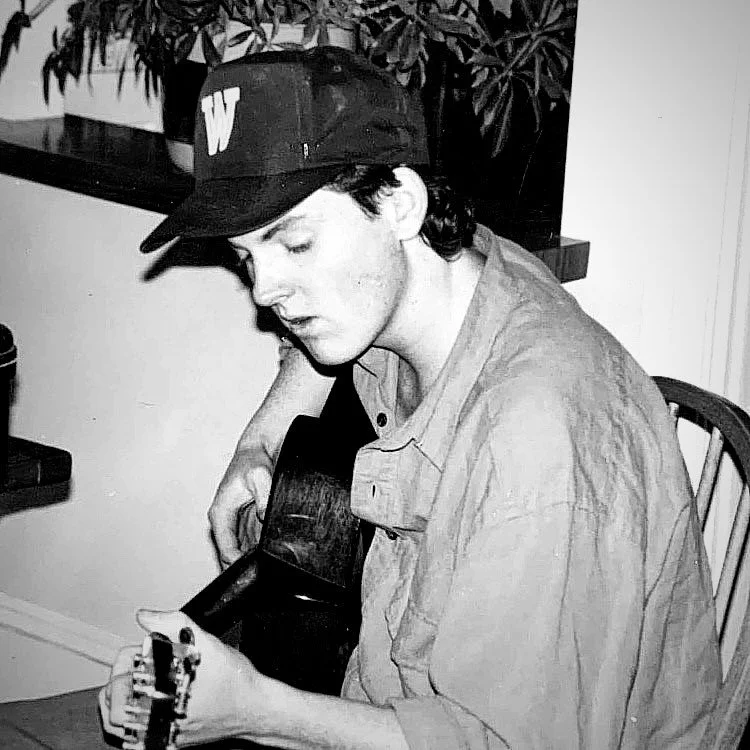 I found an old pic of me jamming on the acoustic guitar. W is for Worcester.