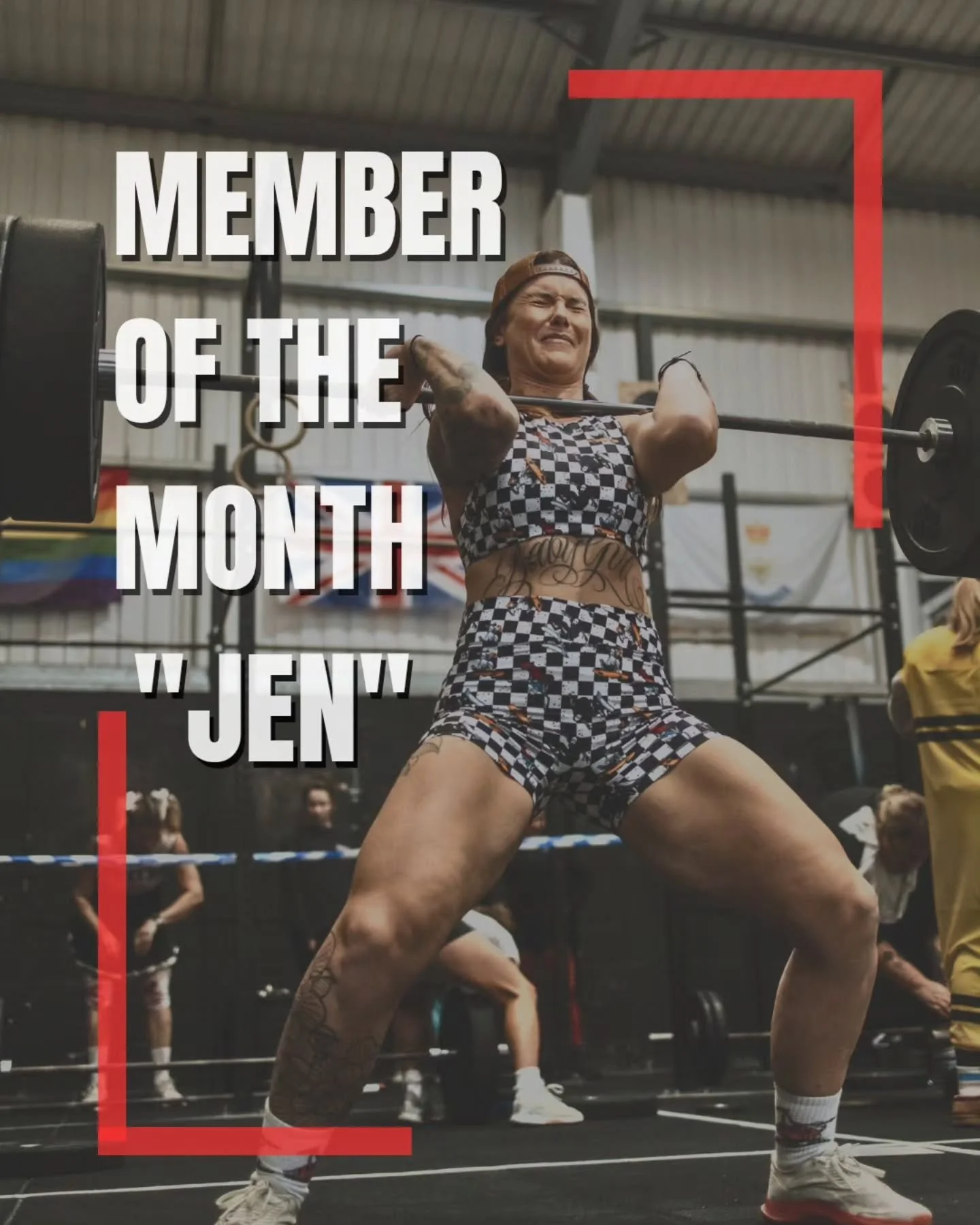 Novembers member of the month is Jen!

Jen is often seen plugging away during Open gym currently, as she gears up for her second HYROX, this time she'll be carrying her boyfriend around 👀 She has been absolutely smashing the fitness recently, and mo