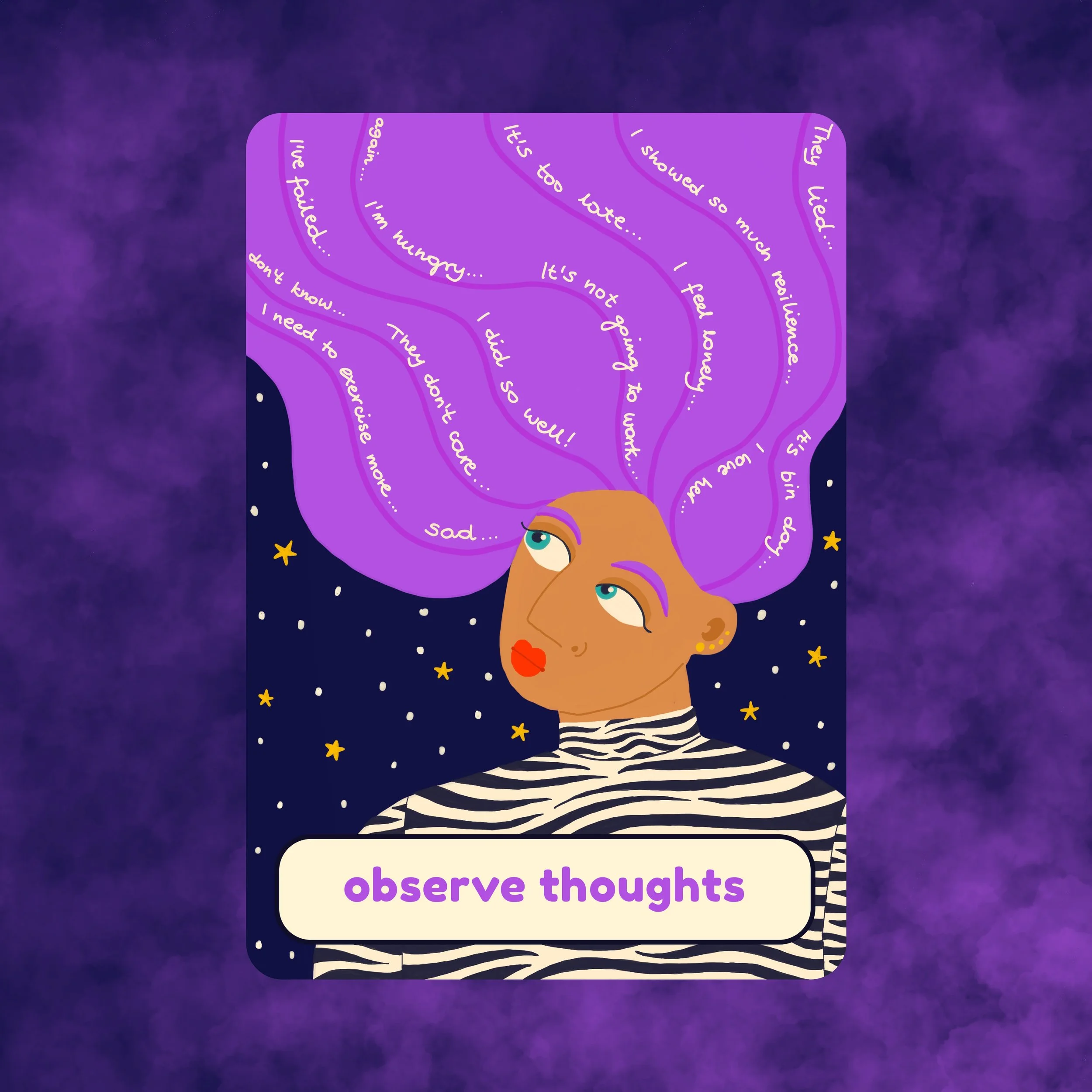 Justyna Green illustration Room for Kindness prompt card - observe thoughts