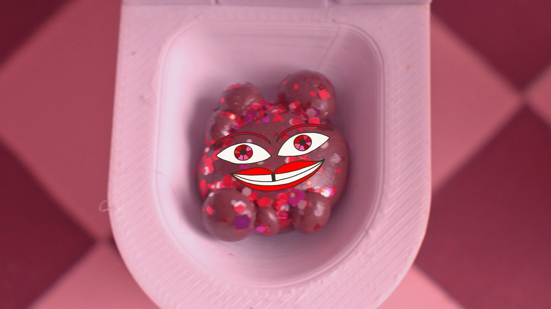 A Period Poo Genie inside a toilet.