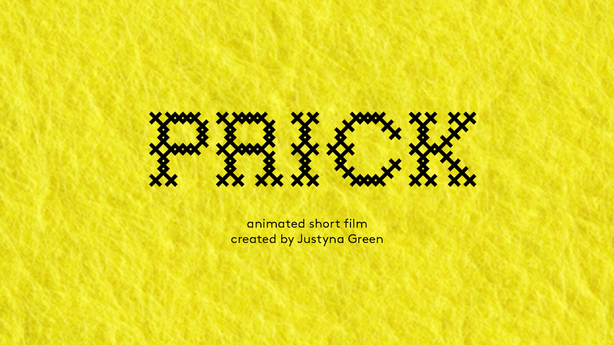 PRICK short animated film title card on yellow