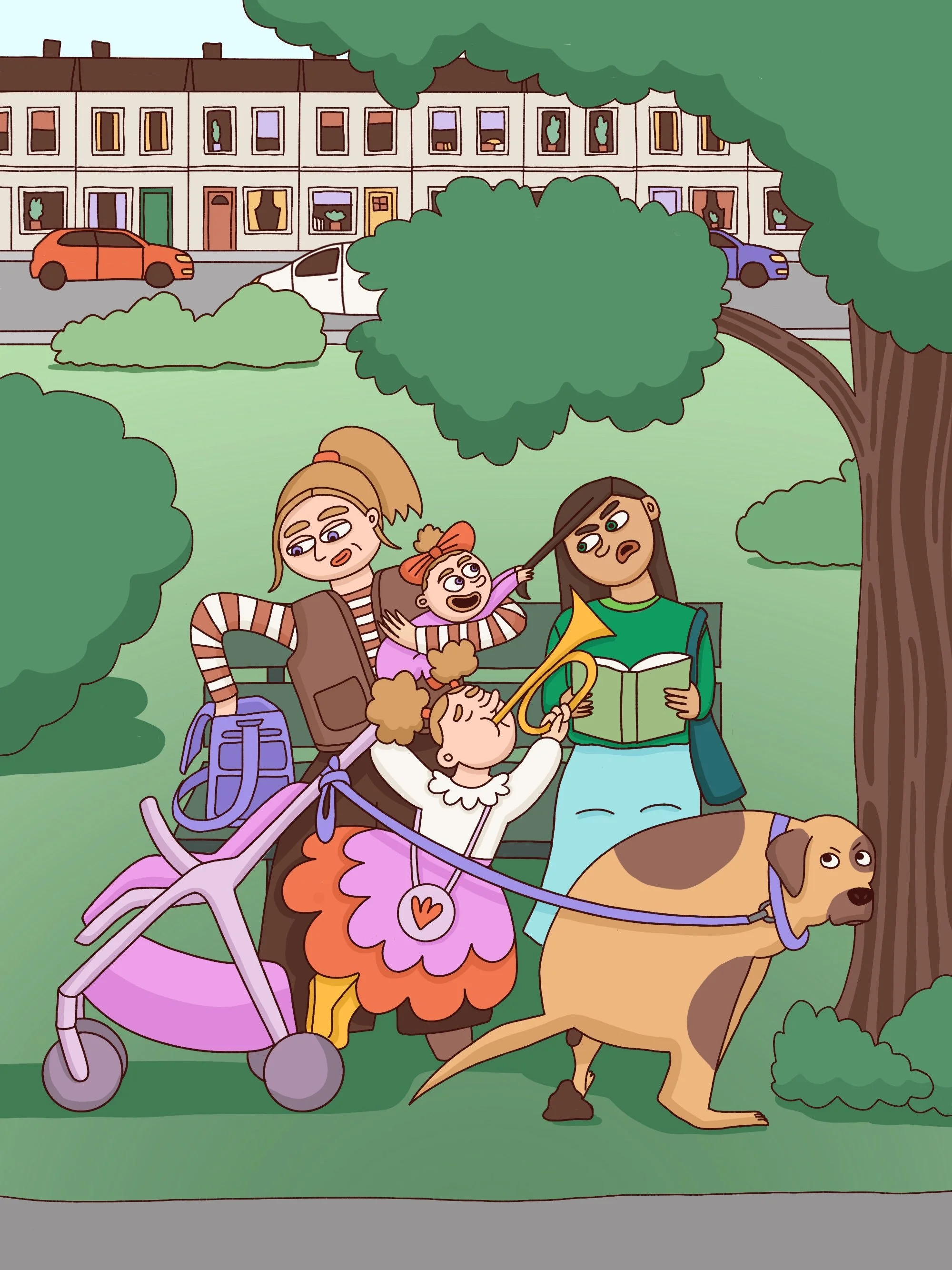 mumspreading illustration women in the park
