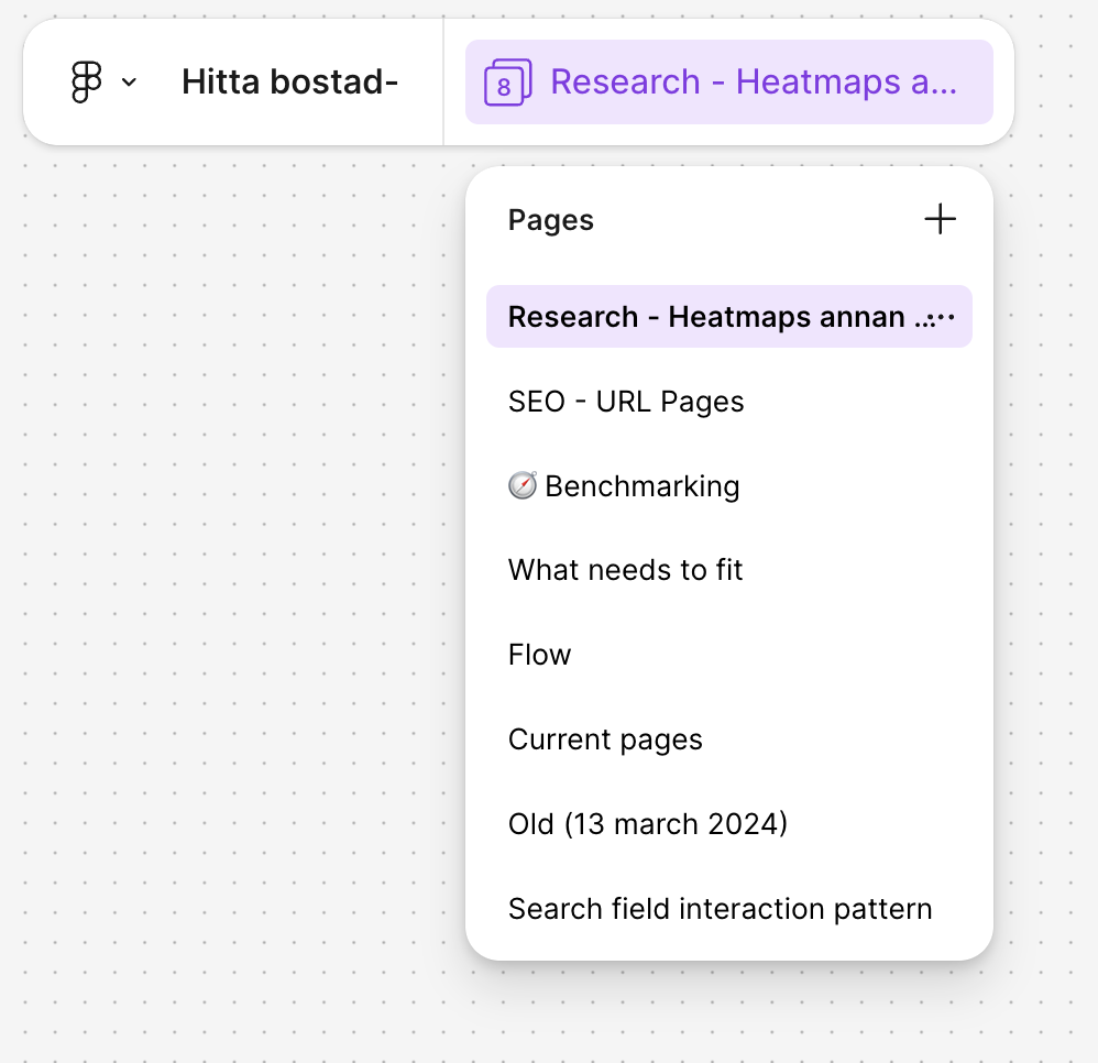 Image of pages in out FigJam Workflow to structure the work of "apartment search functionality"