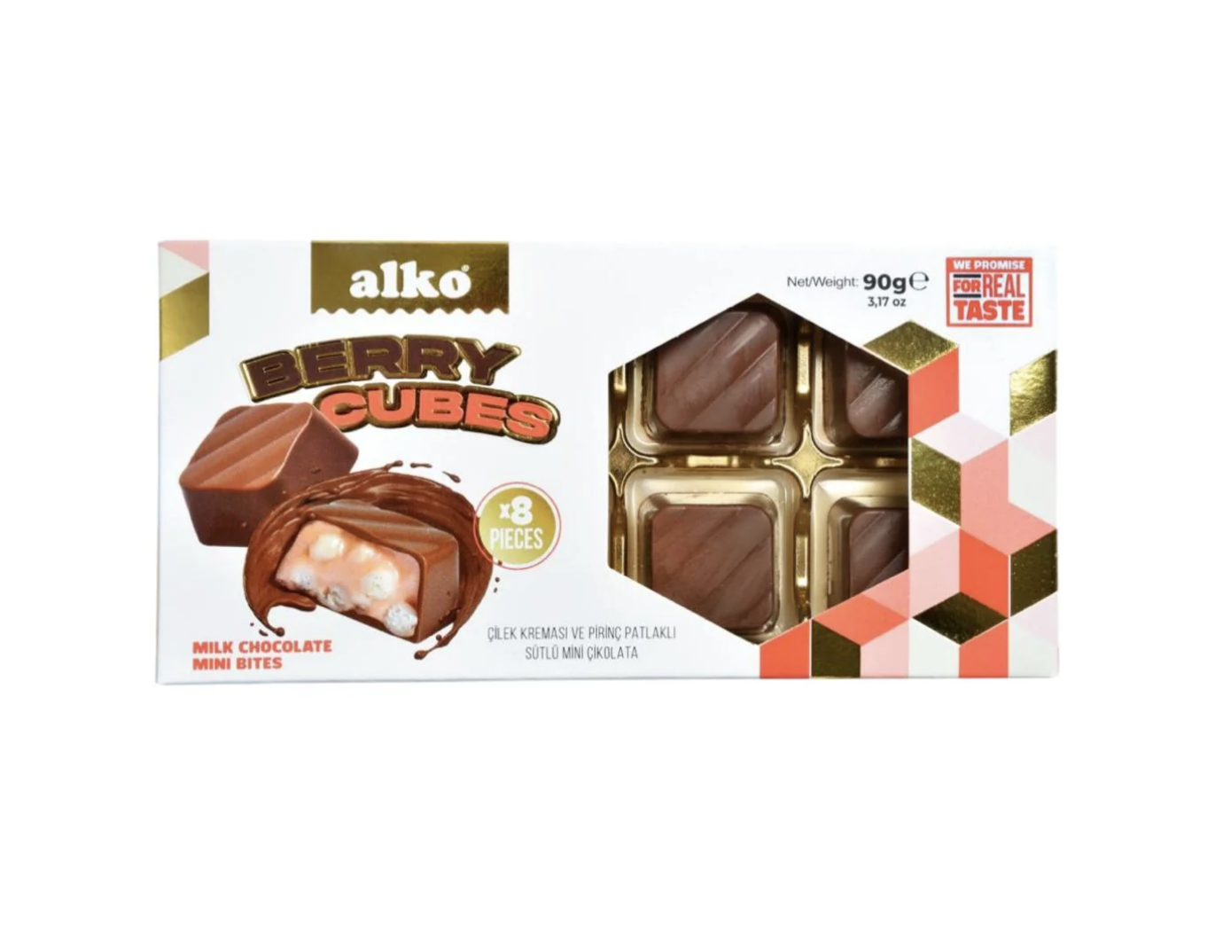 Berry Cubes Strawberry Cream-Filled Chocolate, 90 g