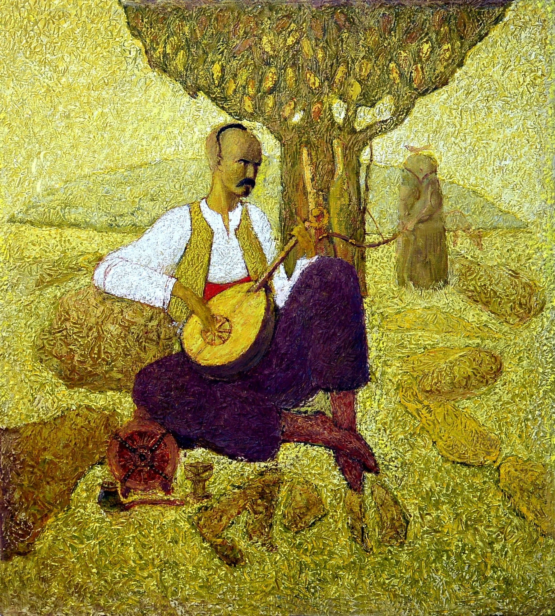 Козак Мамай, 2020, холст, энкаустика, 90 х 75 cm.  ОЛЕКСАНДР ДМИТРОВИЧ КАРА