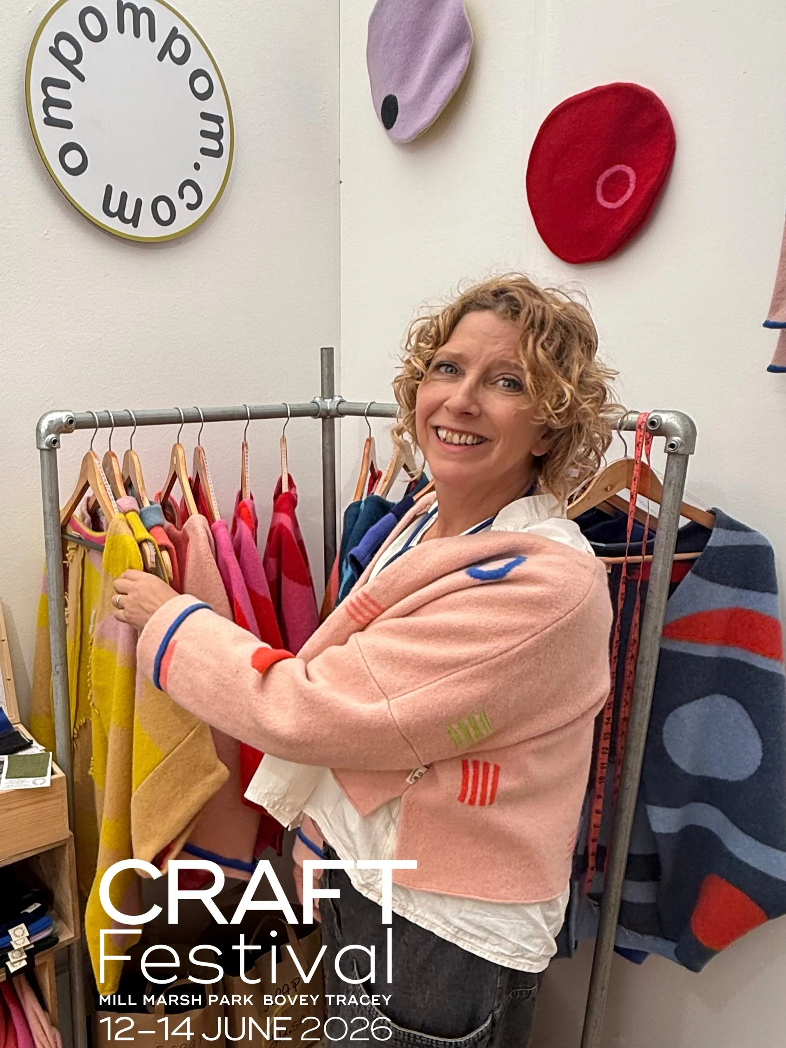 Day 3 @craftfestival 
Brilliant contemporary craft event 
And feeling cooler today 

#ompompom
#boveytraceycontemporarycraftfair 
#knittedtextiles 
#colourlover