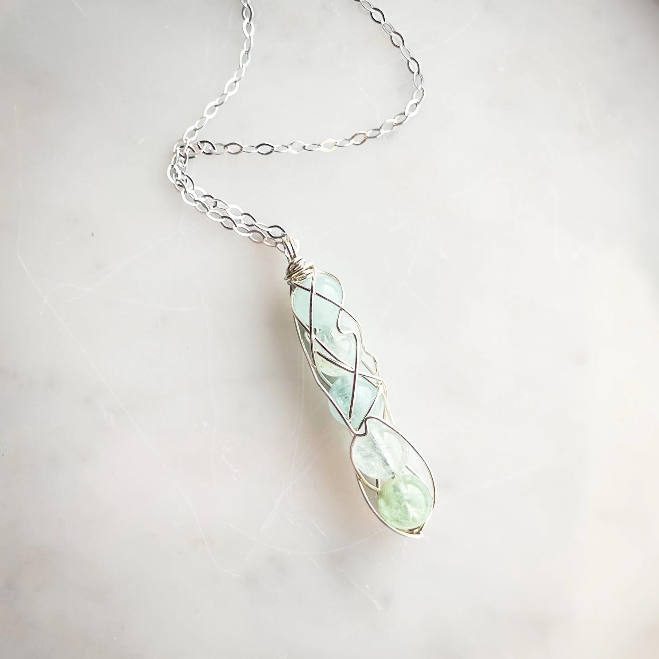 Aquamarine March Birthstone Necklace Silver 1.JPG
