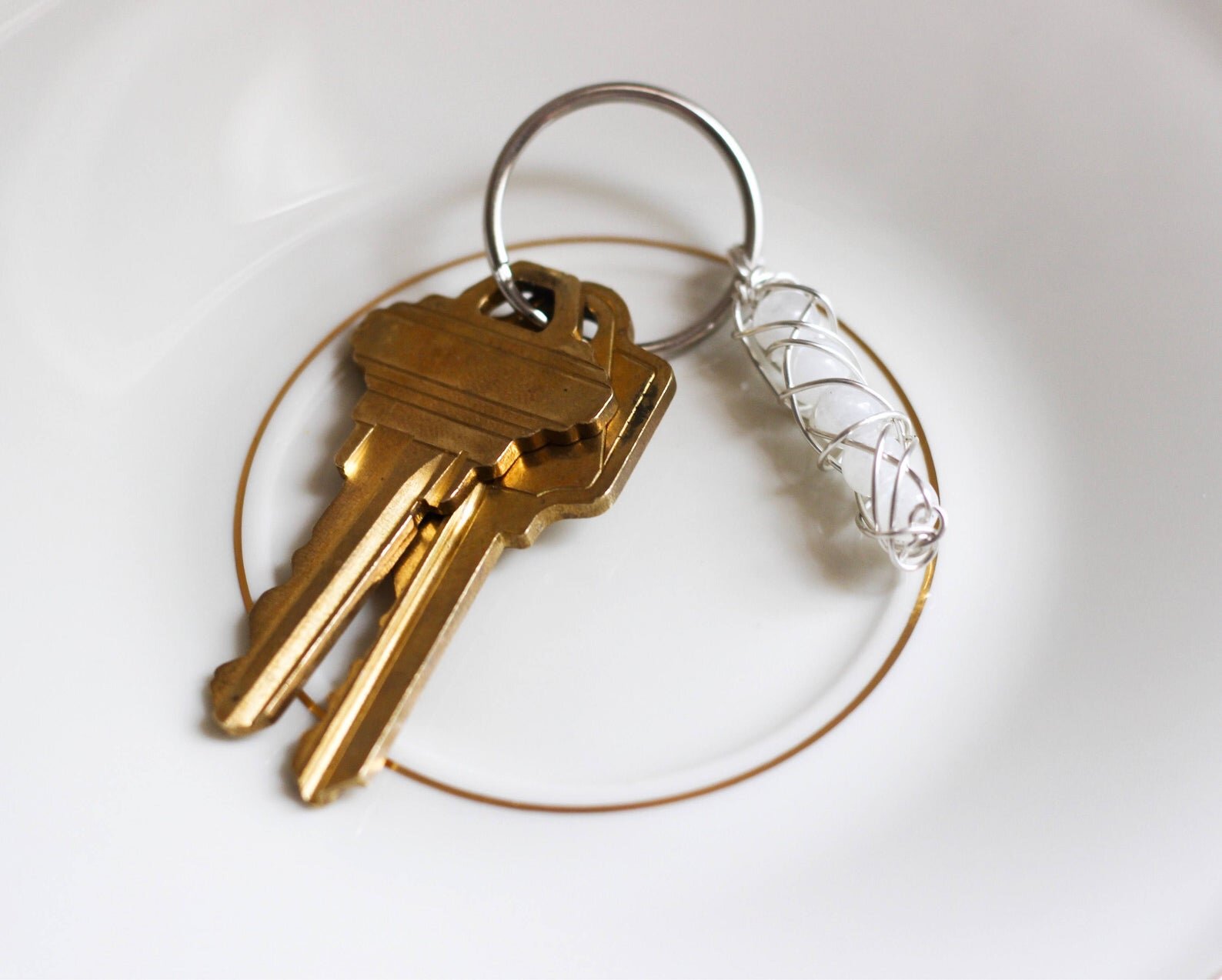 Travel Protection Keychain | White Moonstone