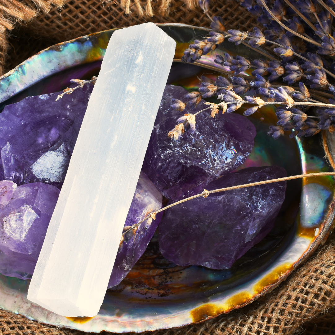 selenite crystal wand