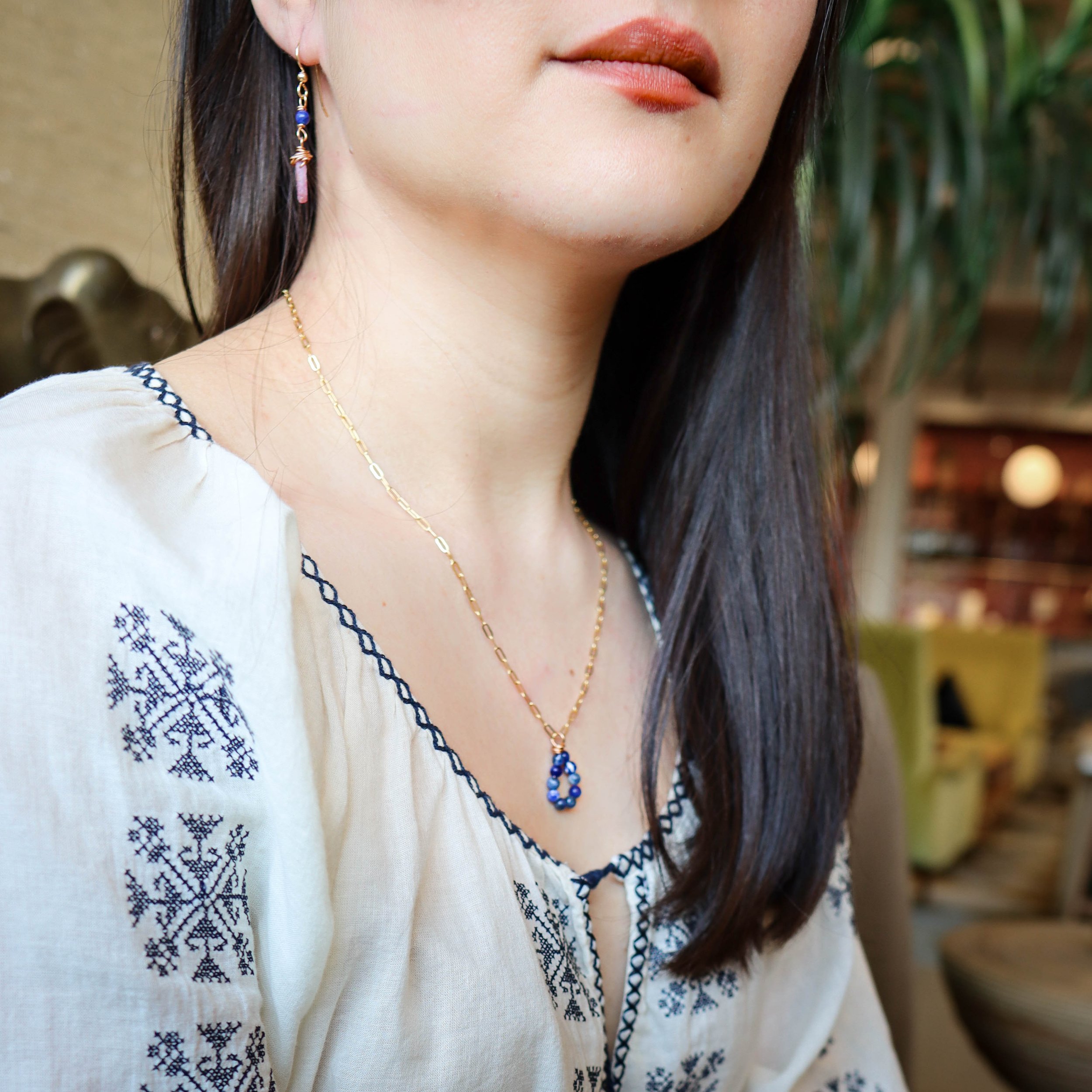 Sodalite Teardrop and Sodalite and Ruby Earrings Lifestyle 2.jpg