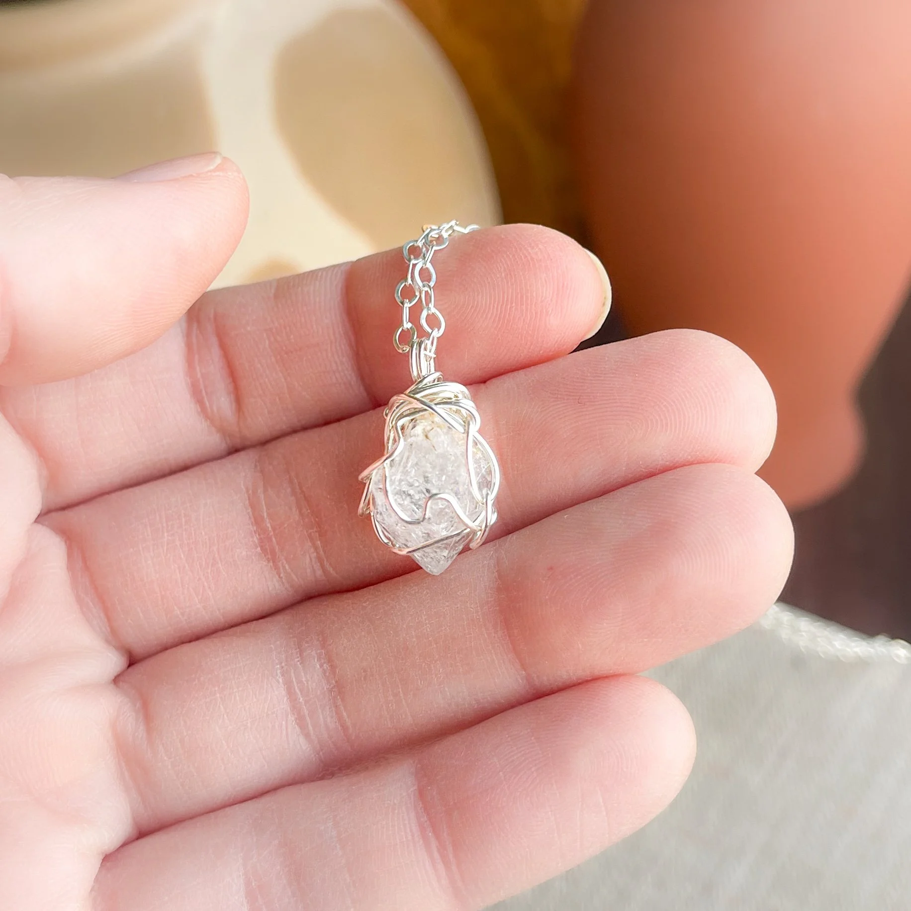 Herkimer Diamond Necklace in Sterling Silver.JPG