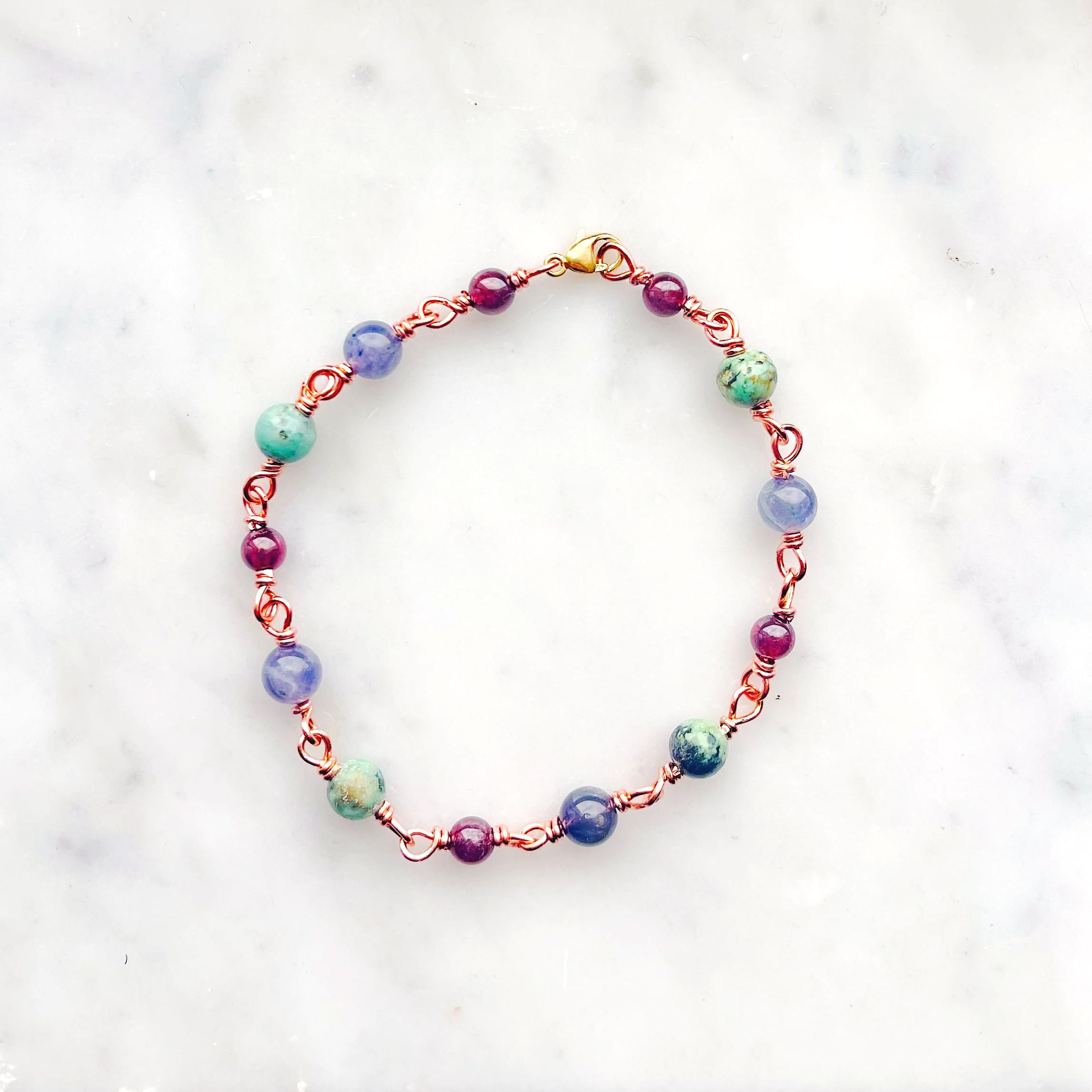 High Vibe Healing Bracelet | Iolite, Garnet, and African Turquoise