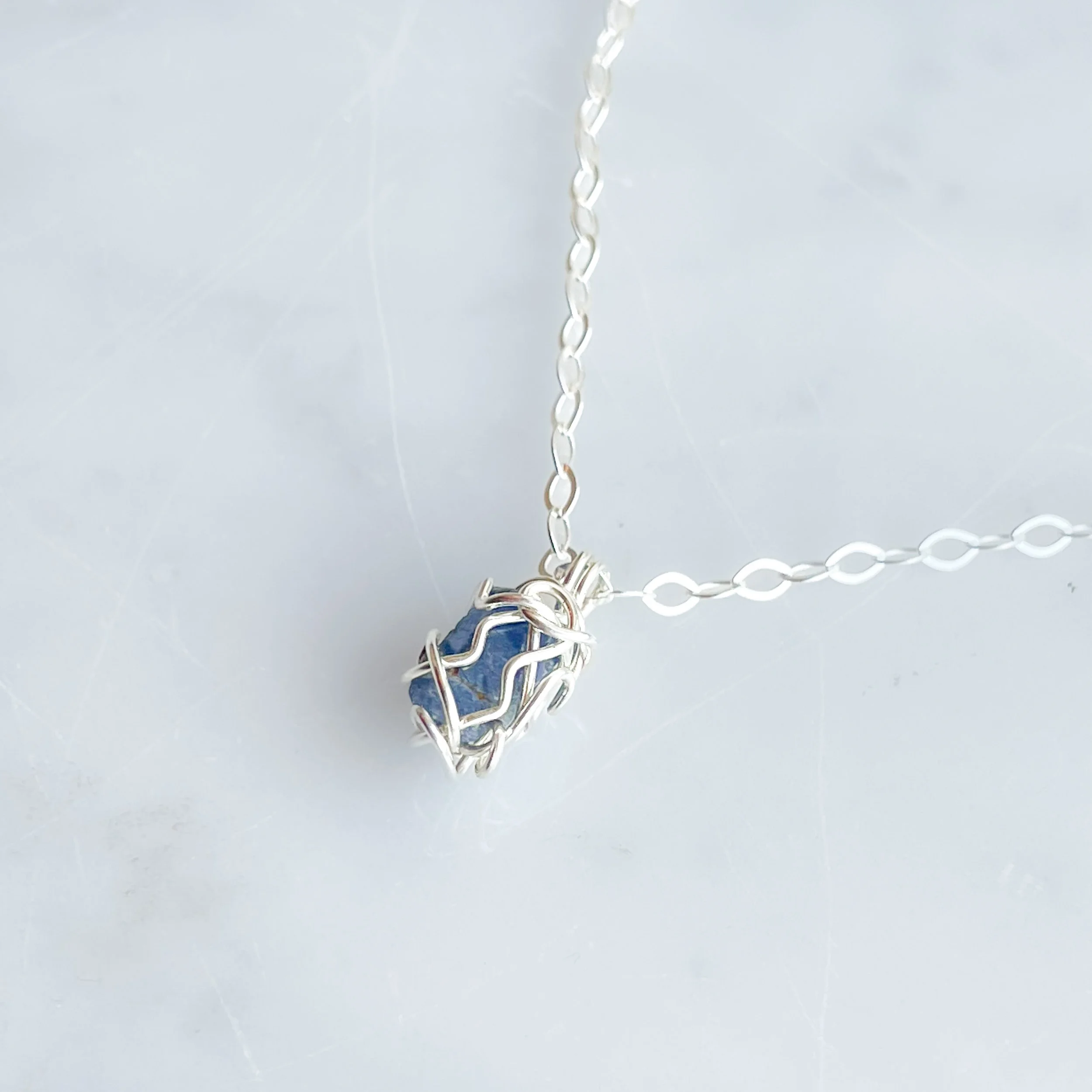 Dainty Sapphire Necklace in Sterling Silver Made to Order.JPG