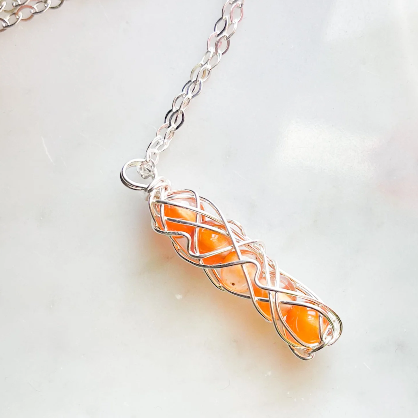 July Birthstone Carnelian Spiral Necklace