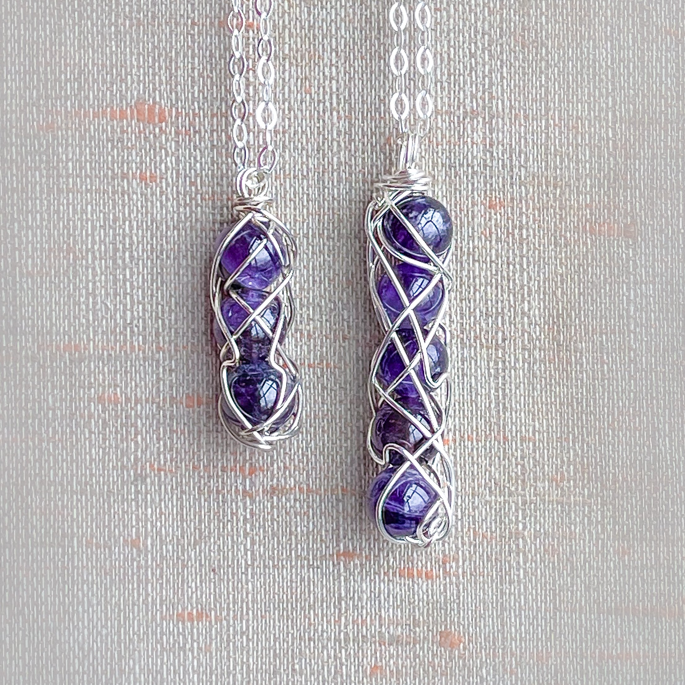Amethyst SPiral Necklace in 3 or 5 Bead Style.JPG