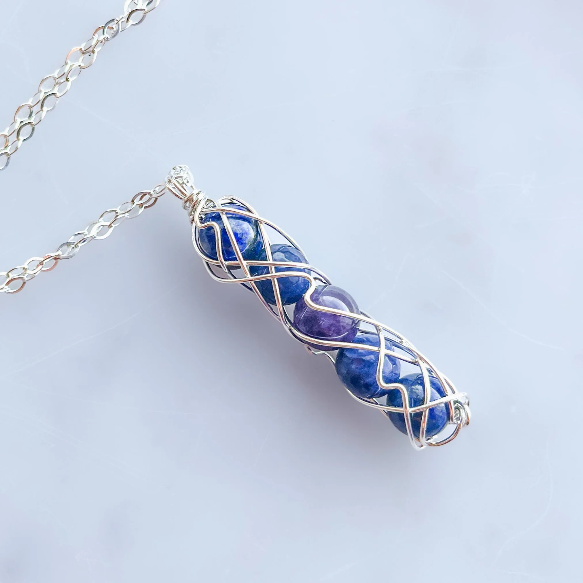 Third Eye Chakra Crystal Spiral Necklace | Intuition, Clarity, Inner Vision