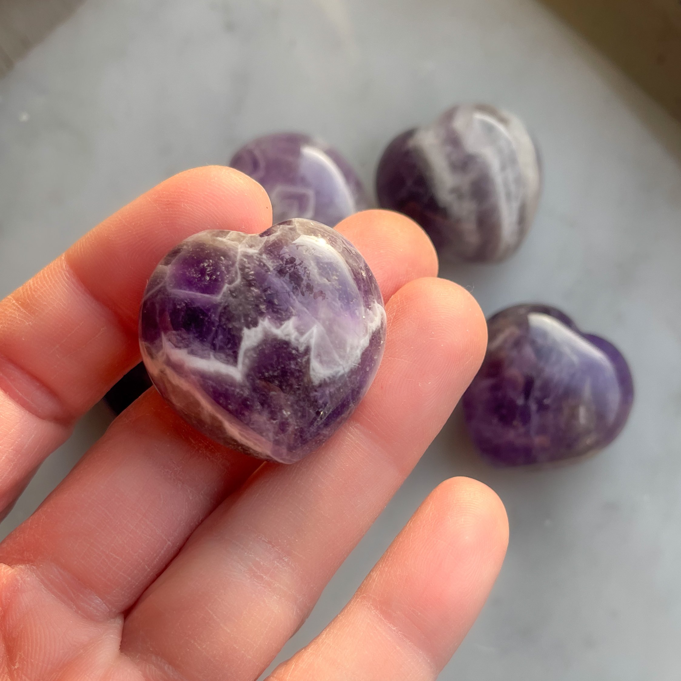Chevron Amethyst Crystal Hearts | Peaceful Vibes, Sweet Dreams