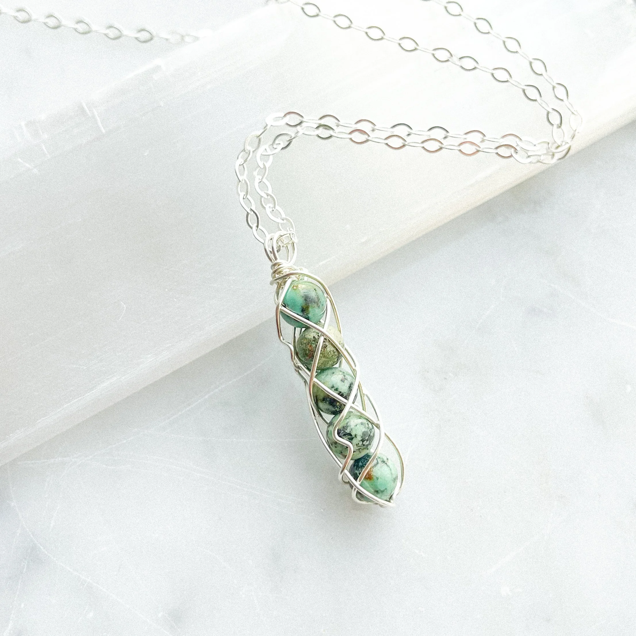 African Turquoise Jasper Necklace Silver 1.JPG