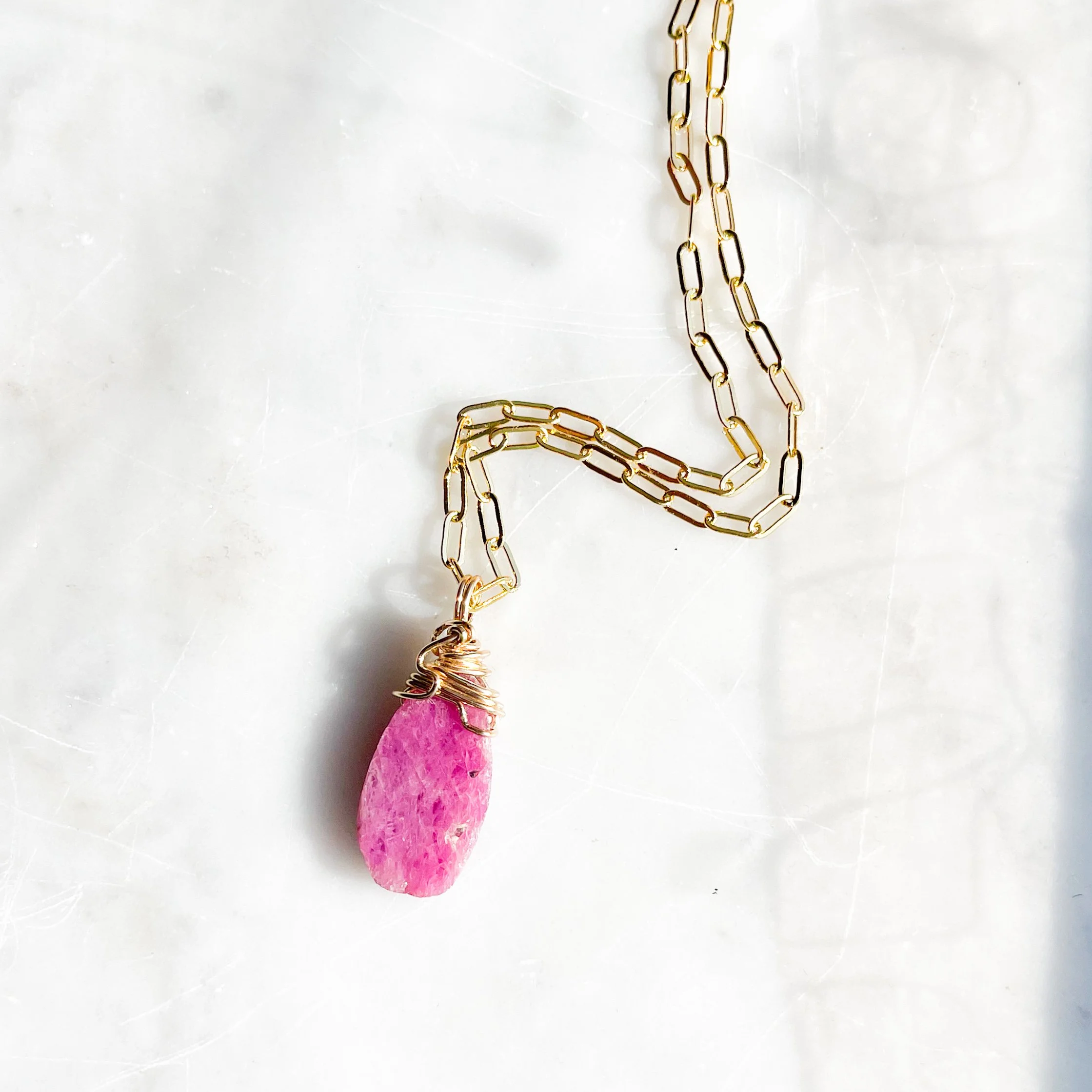 Empowerment Raw Ruby Teardrop Necklace