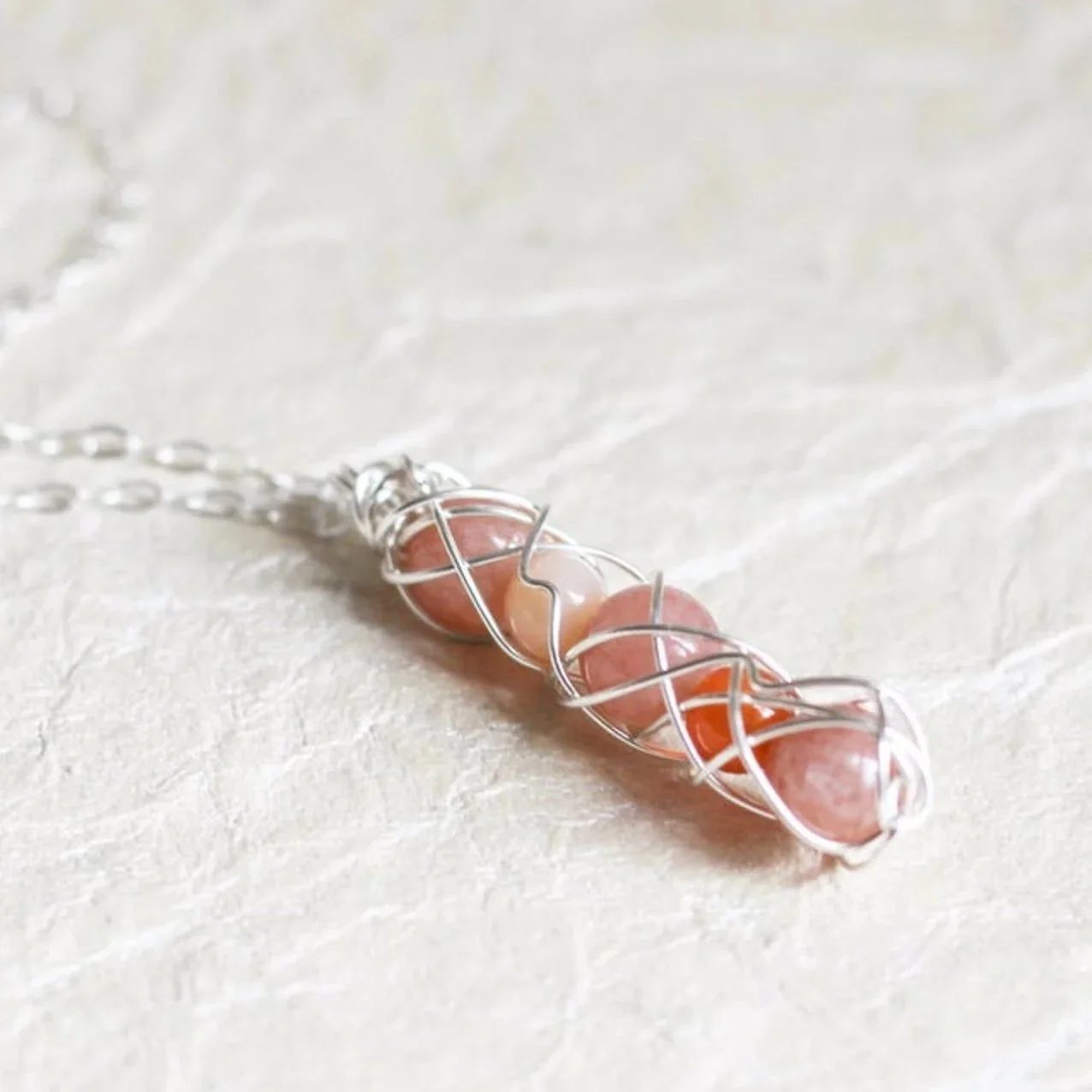 Passion and Purpose Spiral Necklace | Sunstone and Carnelian
