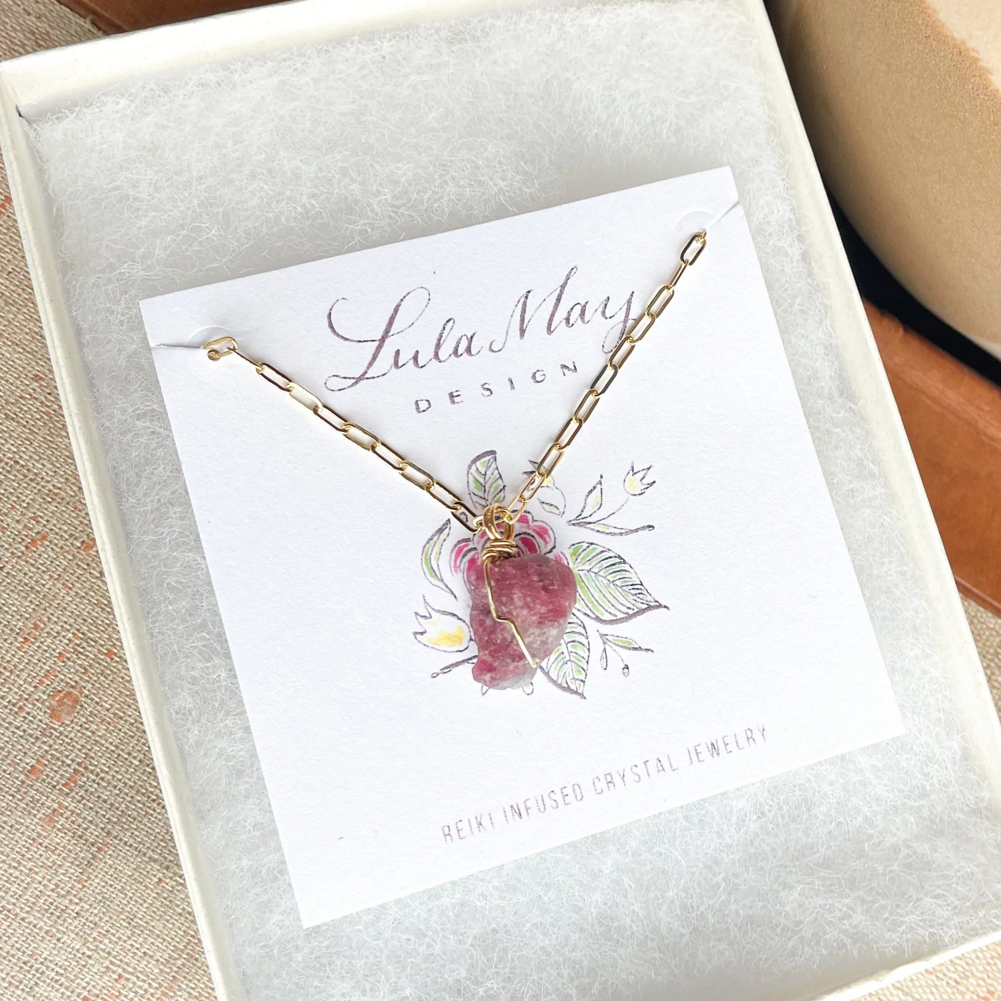 Heart Healing Raw Pink Tourmaline Pendant