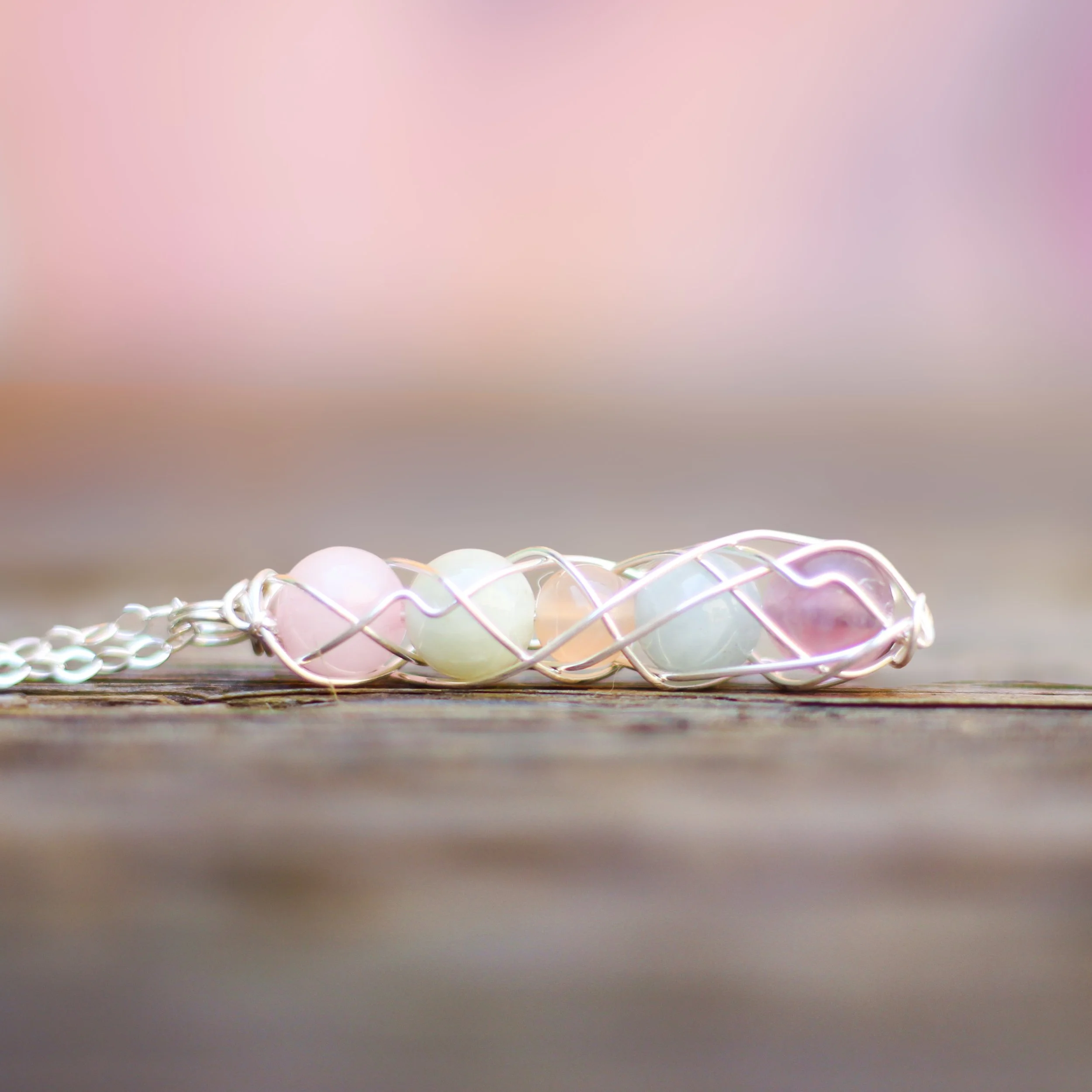 Fertility Crystal Necklace – Reiki Infused Rose Quartz, Moonstone, Aquamarine & Fluorite for Conception, Pregnancy & Baby Showers
