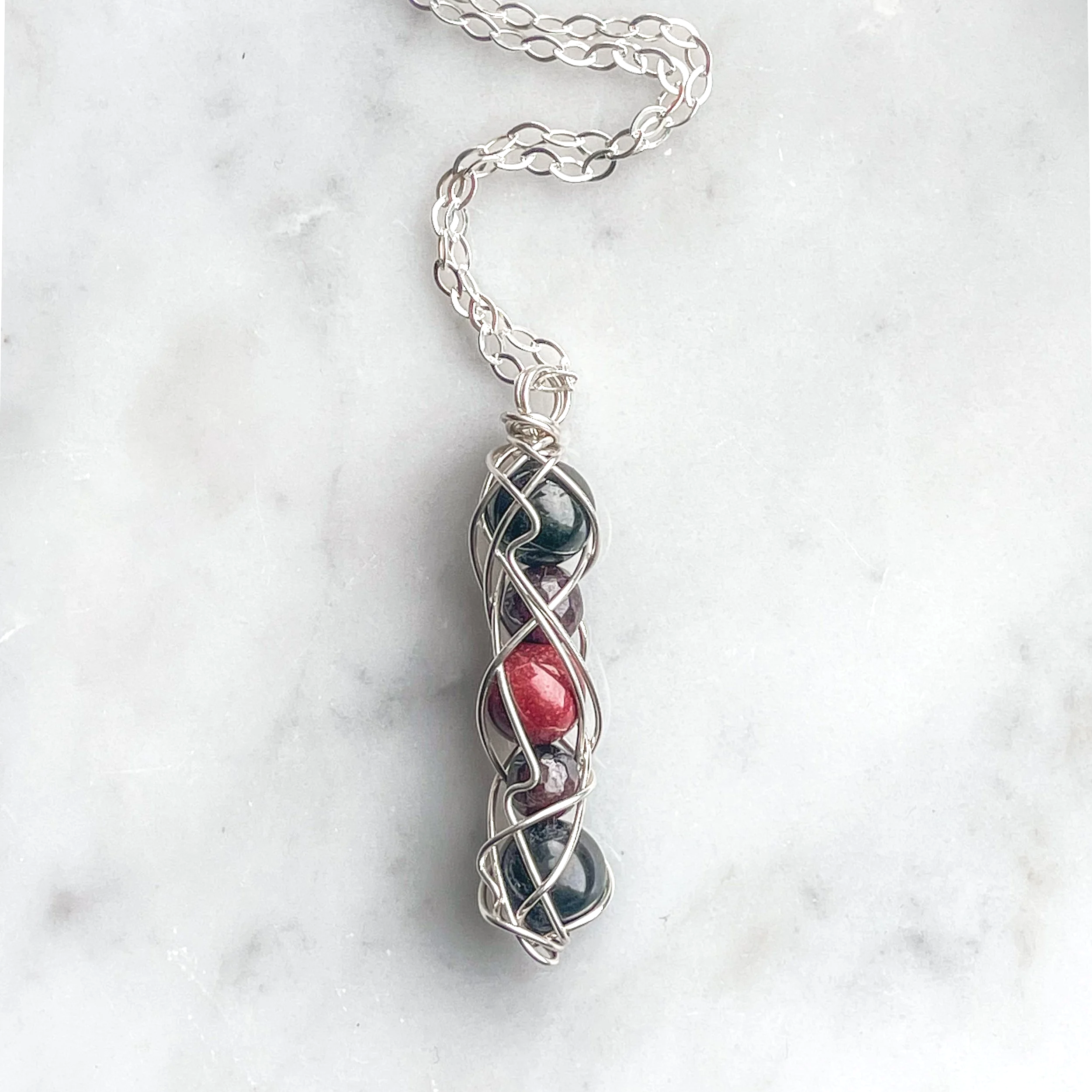 Root Chakra Crystal Spiral Necklace | Grounding, Protection, Inner Strength