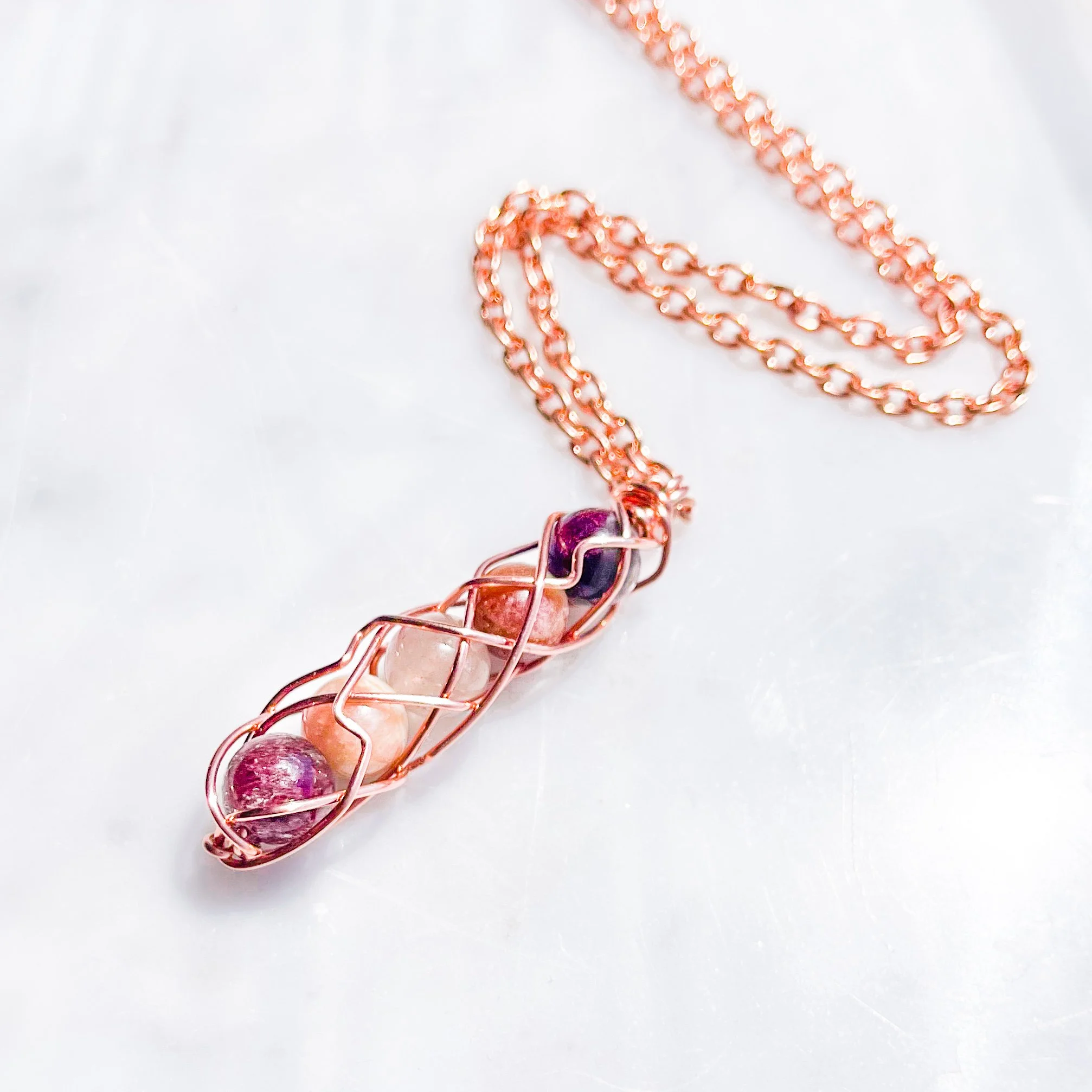 Compassionate Pink Tourmaline Spiral Necklace | October Birthstone