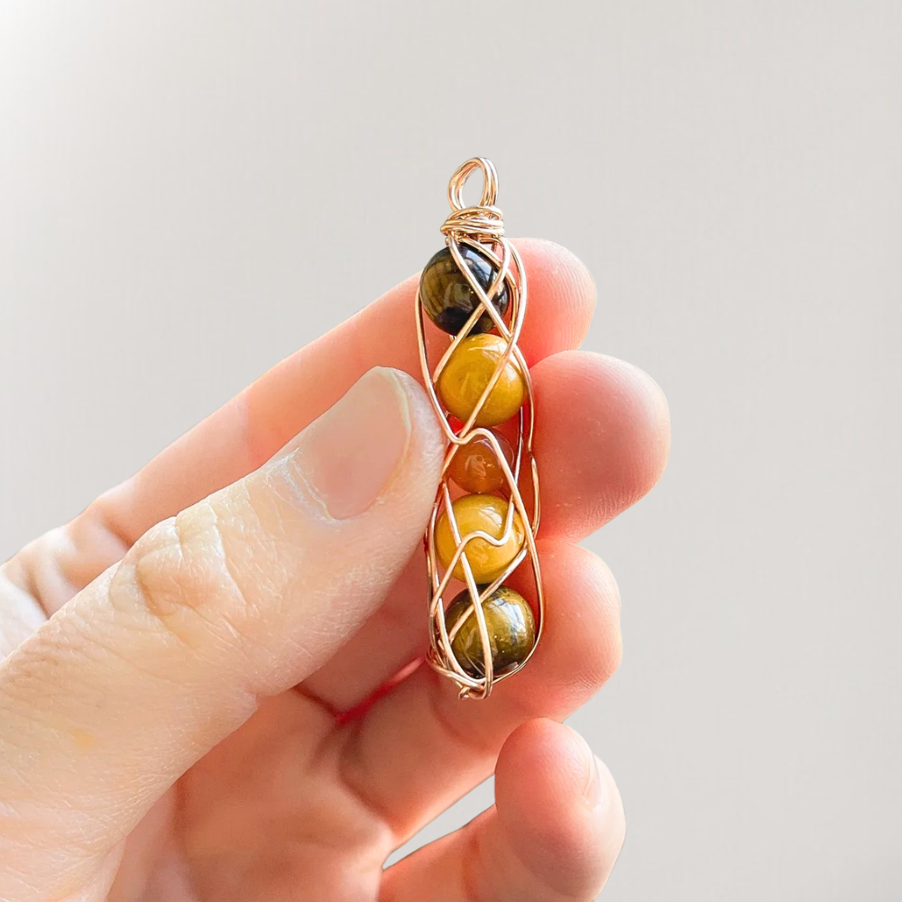 Confidence and Motivation Spiral Necklace | Tiger Eye, Carnelian, Yellow Jasper