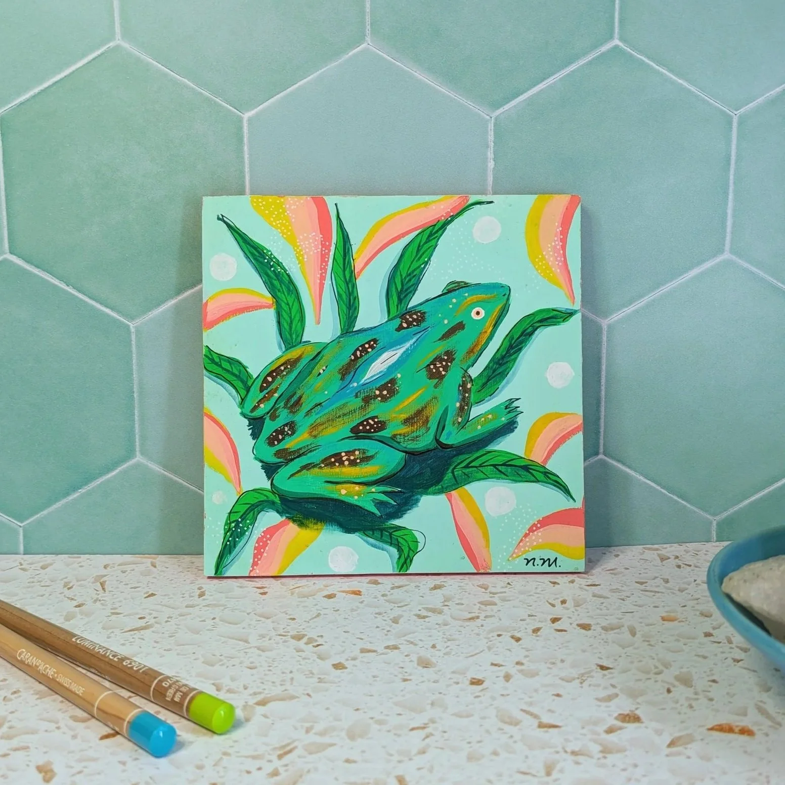 Wood Panel Painting - Frog