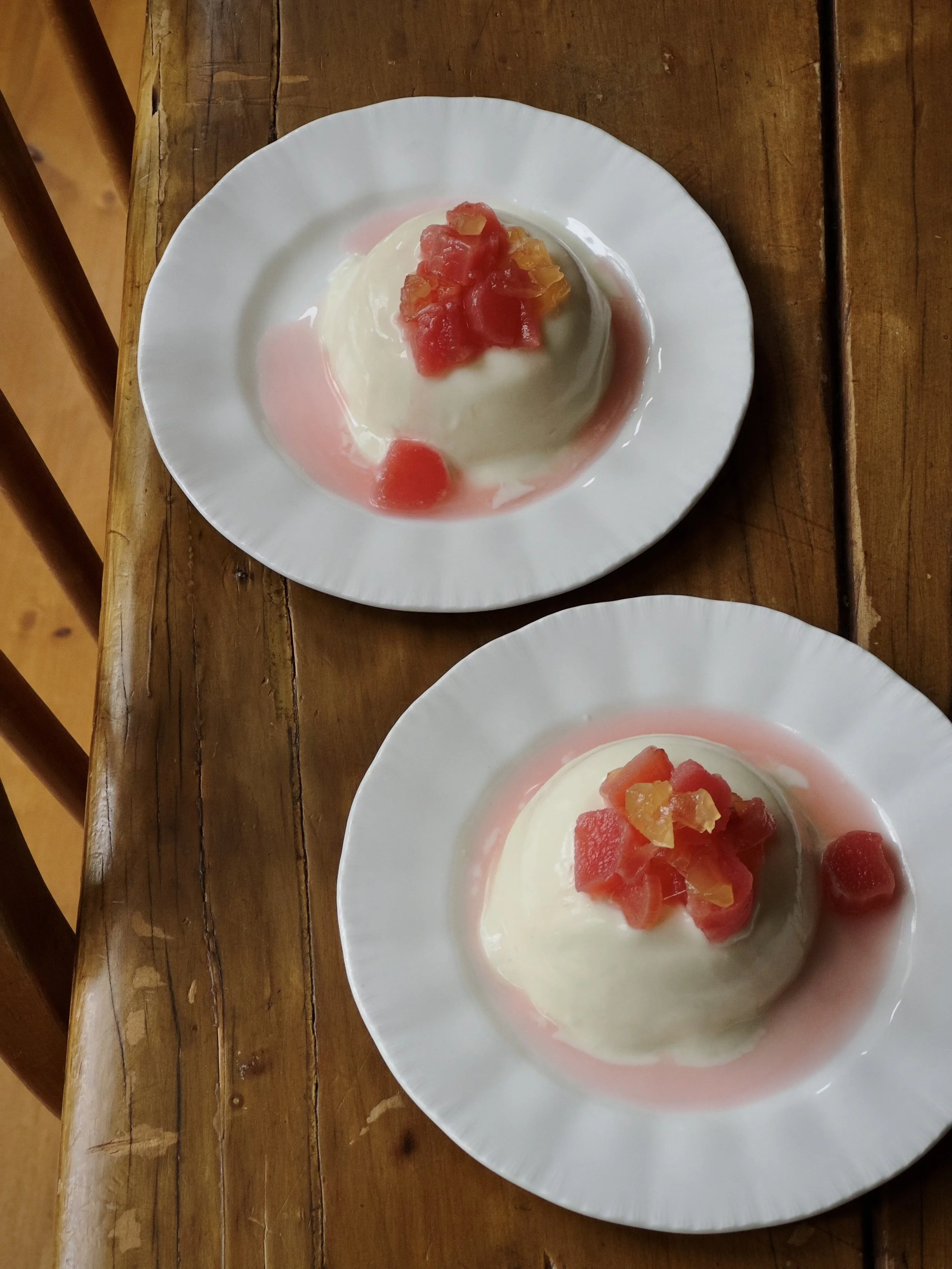 Yoghurt Panna Cotta with Rhubarb &amp; Ginger
