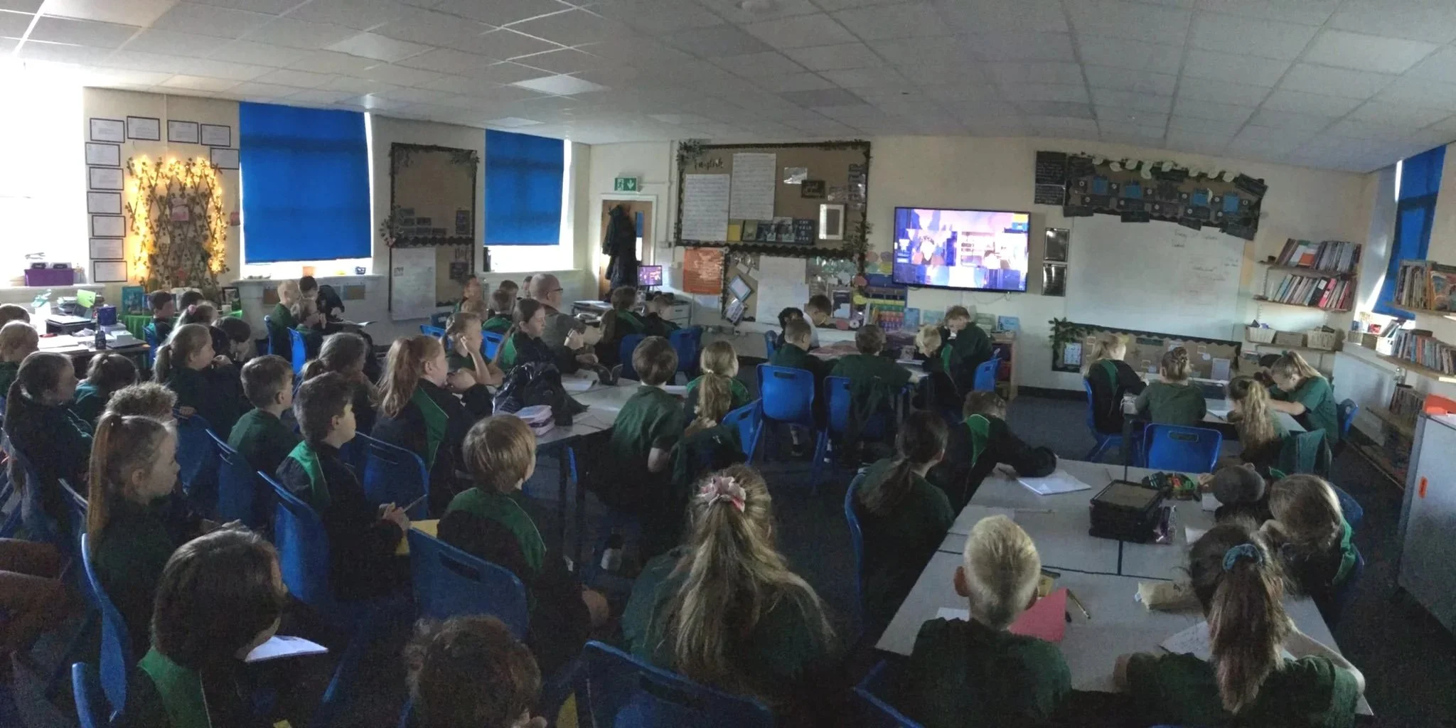 KS2 pupils engaged with a Mr Dilly Meets virtual author event