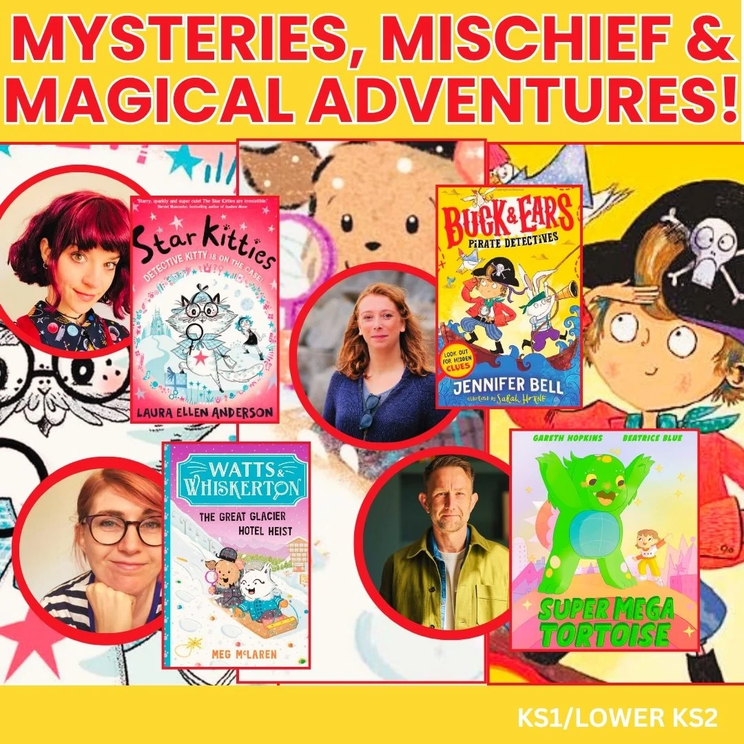 Mysteries, Mischief and Magical Adventures children’s author event featuring books, authors and illustrators for KS1 and lower KS2.