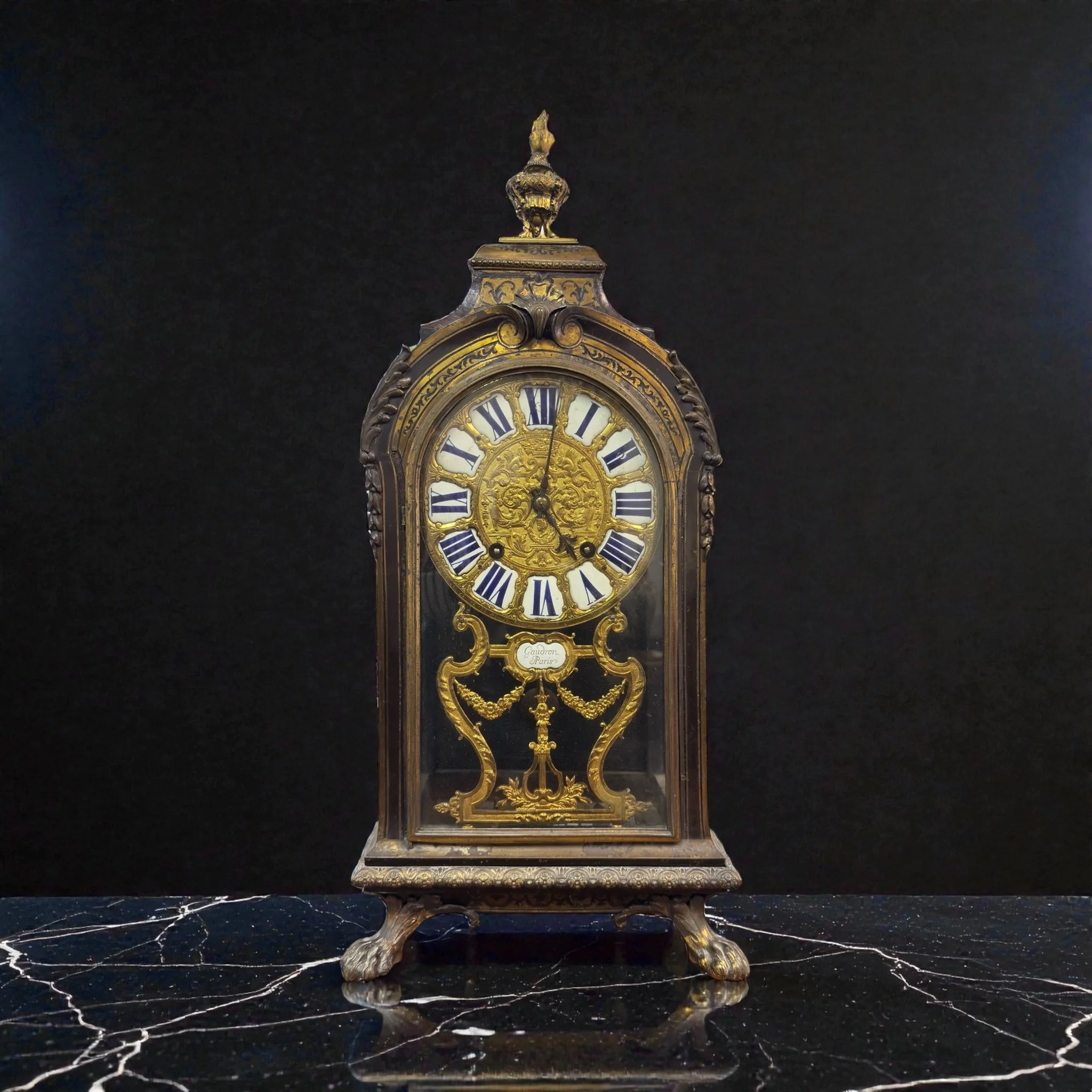 Boulle-style cartel table clock