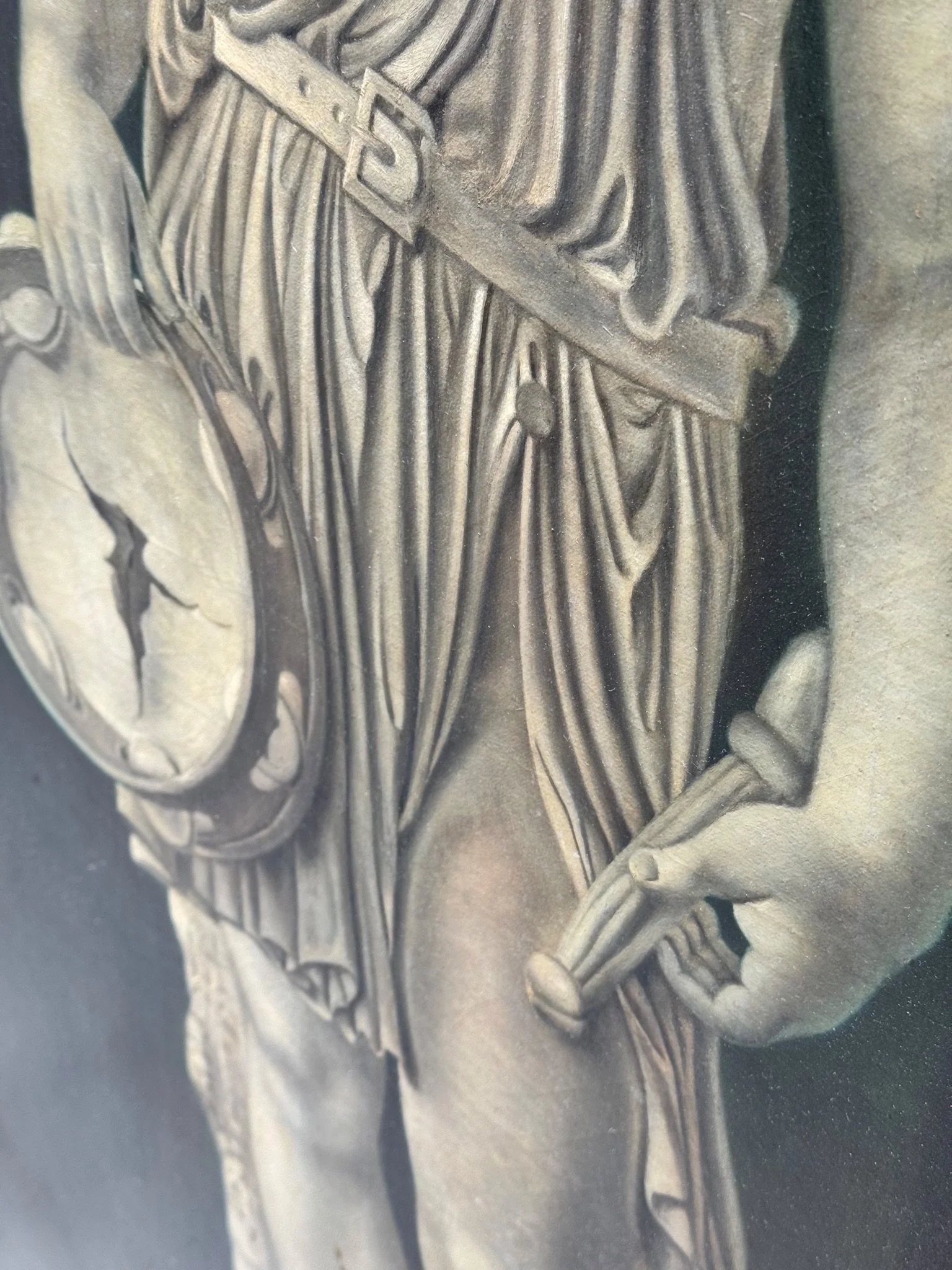 Oil on canvas, grisaille of a boy with a tambourine10.jpg