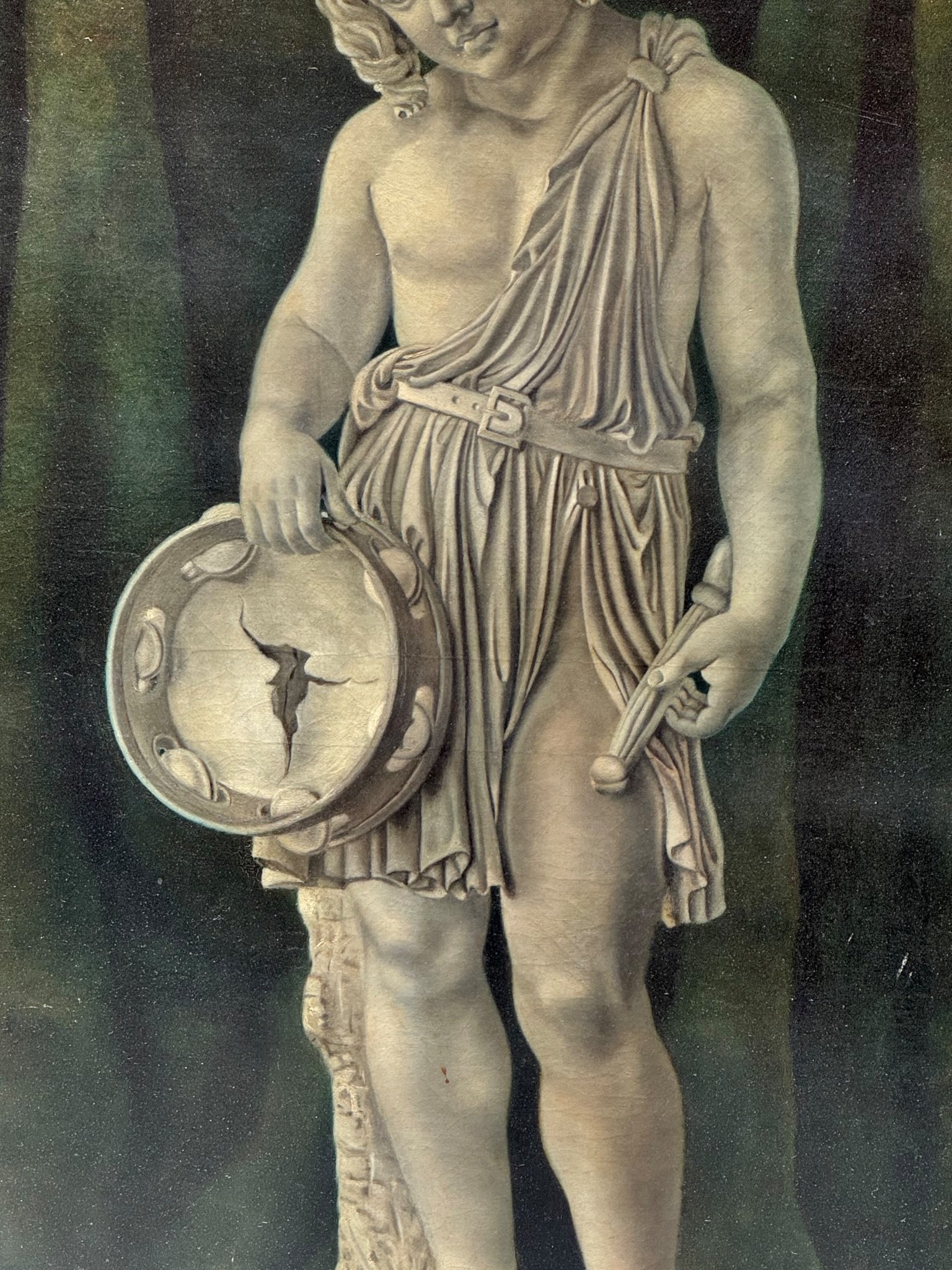 Oil on canvas, grisaille of a boy with a tambourine4.jpg