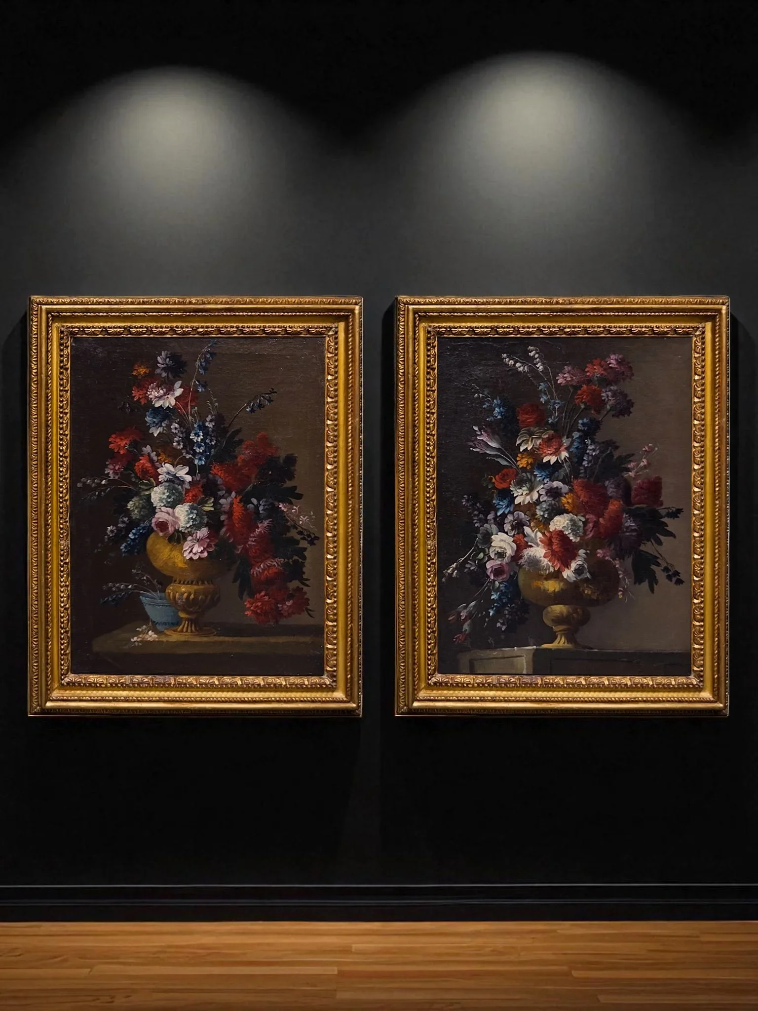 SOLD: A pair of still life with flowers in a vase