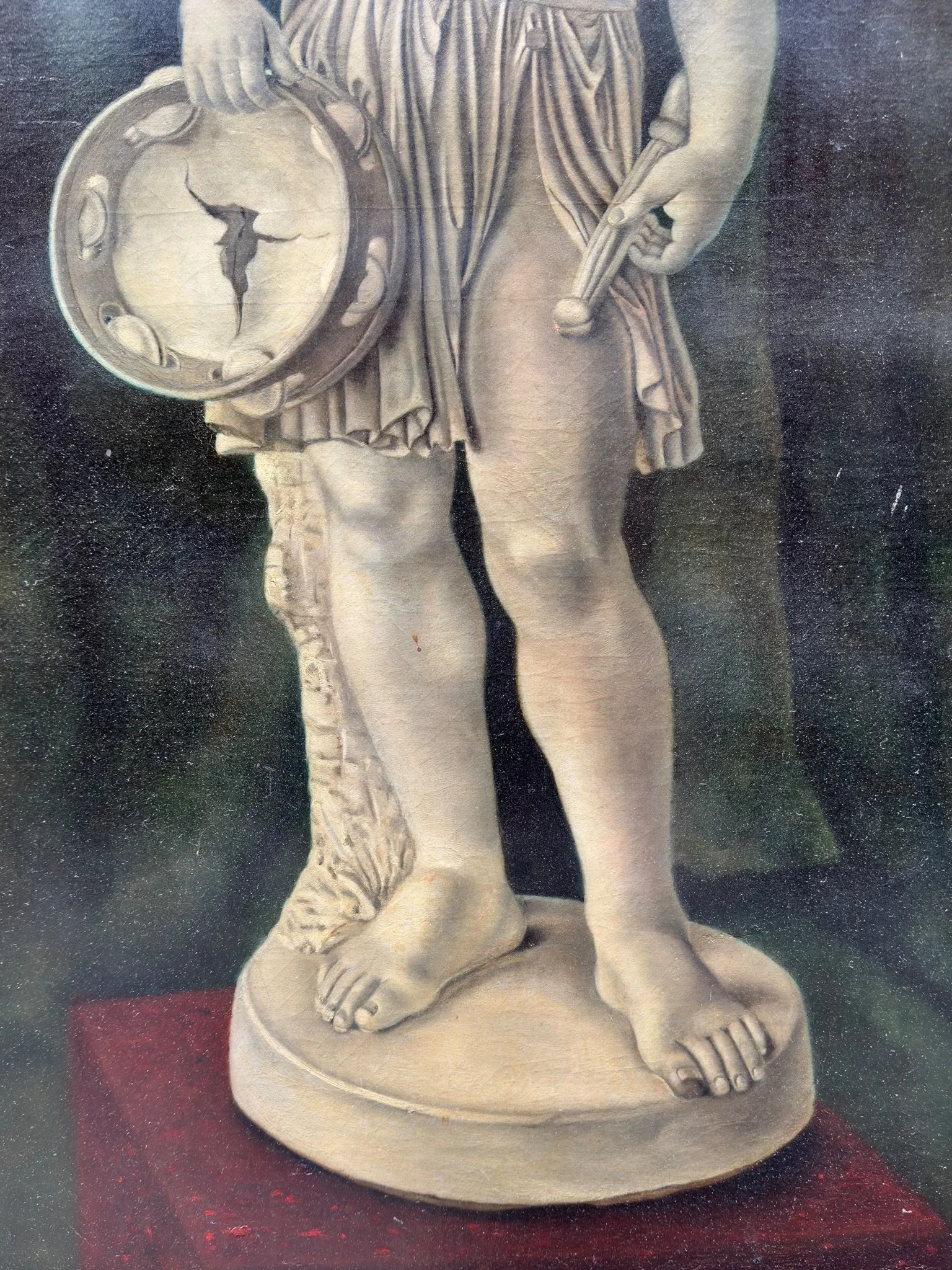 Oil on canvas, grisaille of a boy with a tambourine9.jpg