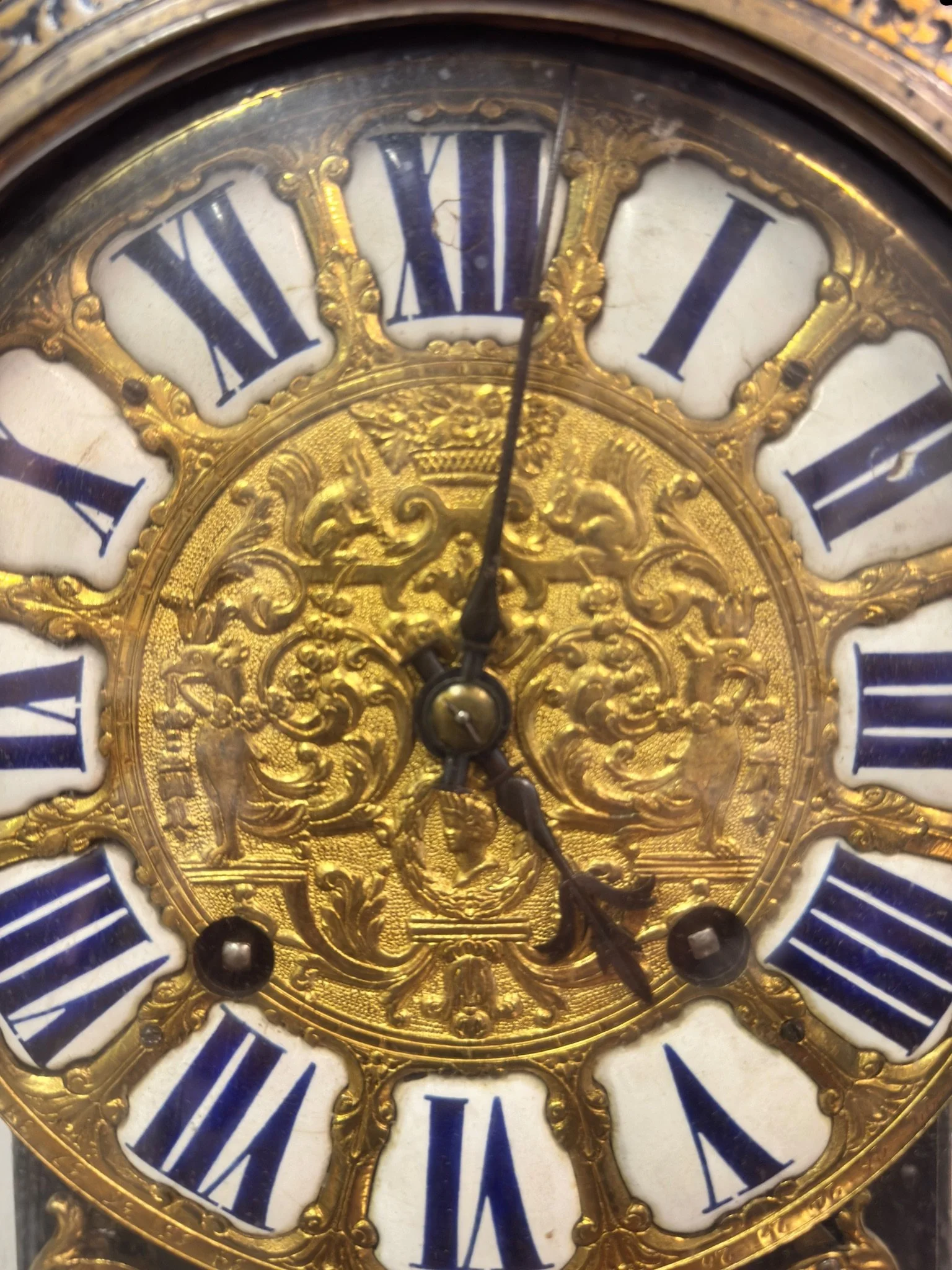 Boulle-style cartel table clock, movement signed Gaudron31.jpg