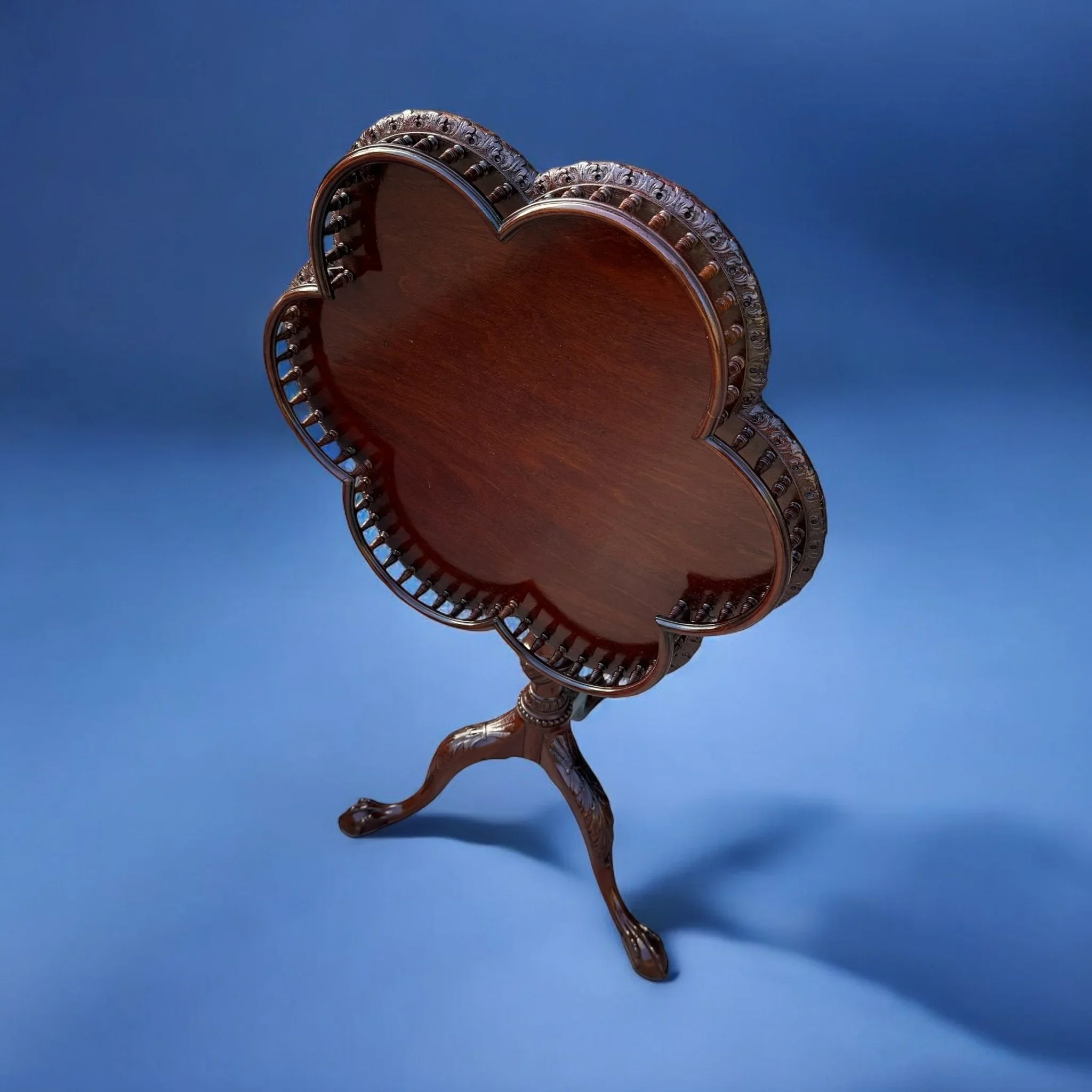 SOLD: English Chippendale Carved Mahogany Tilt Top Table