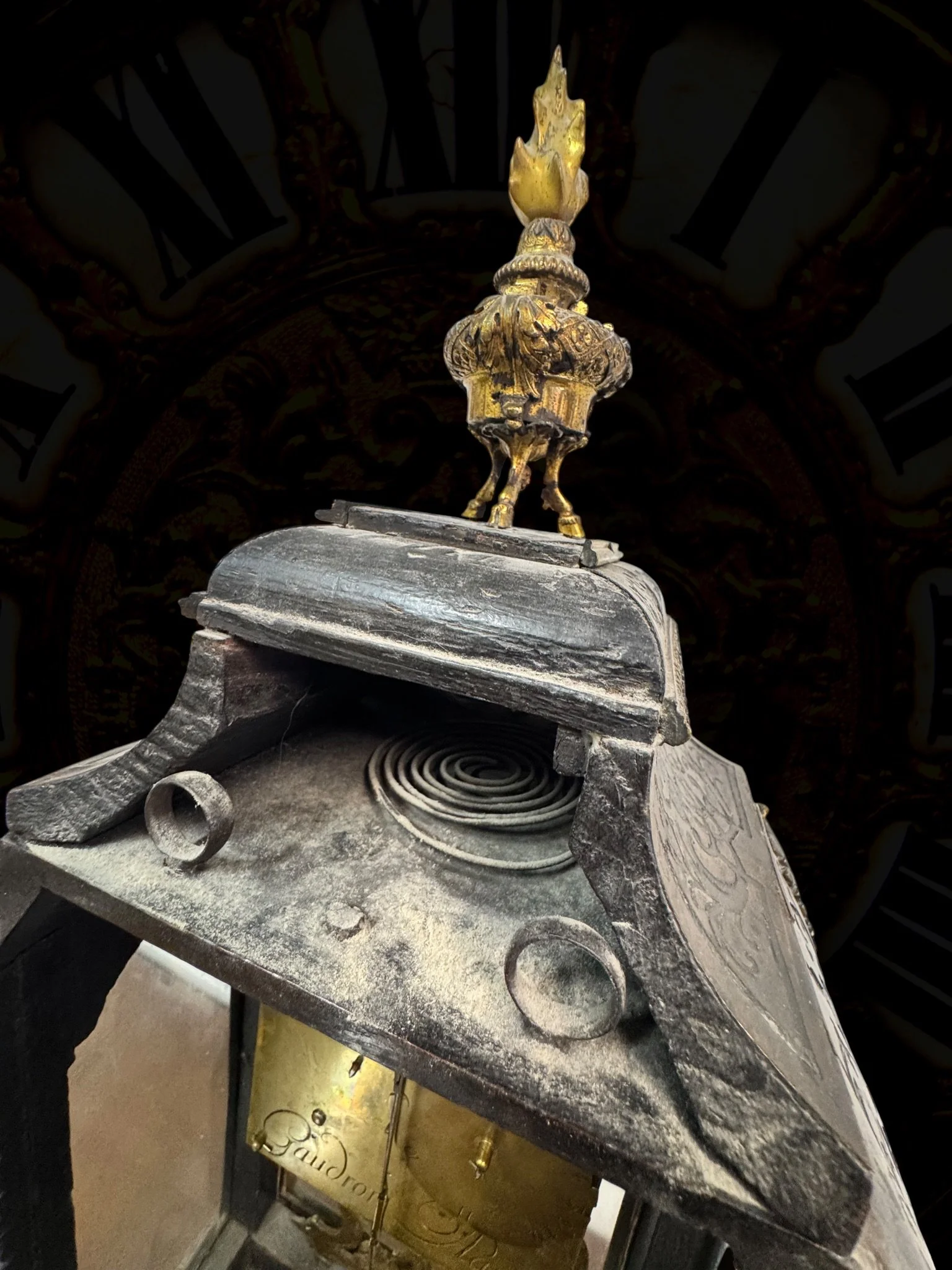 Boulle-style cartel table clock, movement signed Gaudron16.jpg