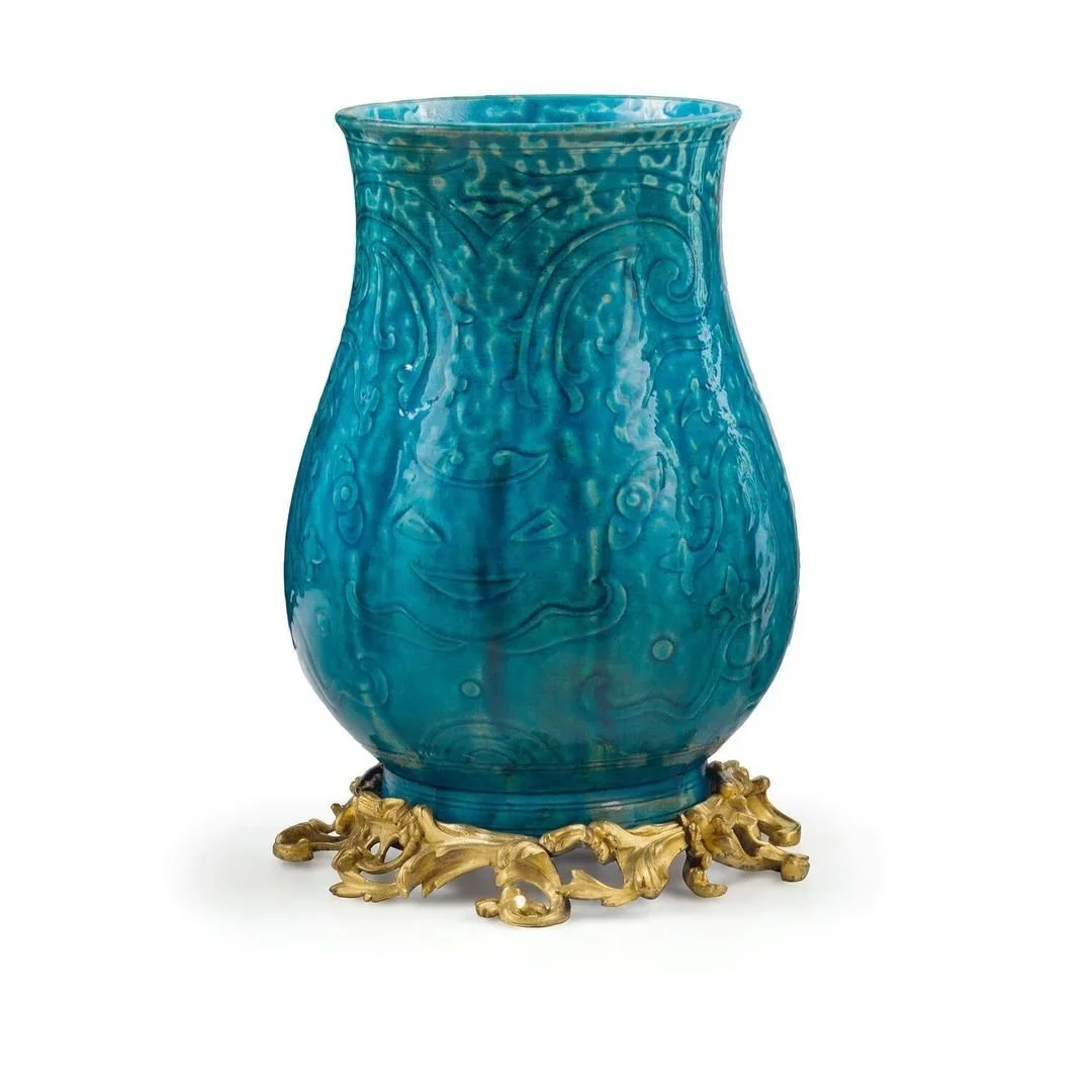 An ormolou mounted turquoise porcelain vase

