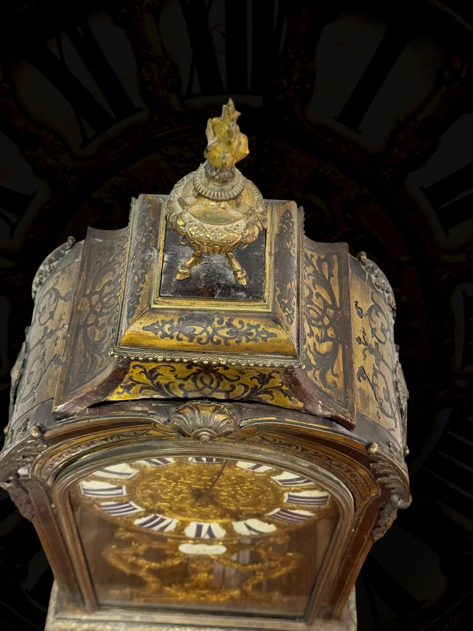 Boulle-style cartel table clock, movement signed Gaudron29.jpg